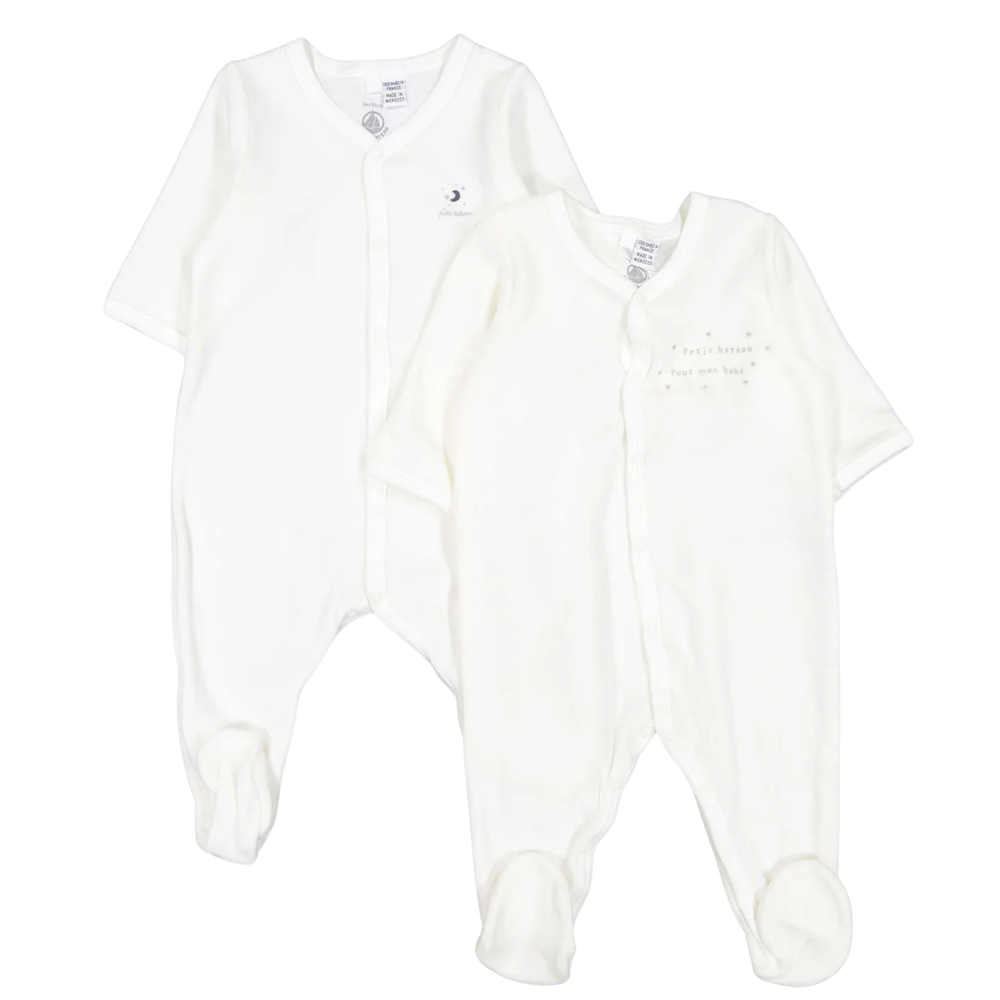 Petit Bateau Velour Footies X2