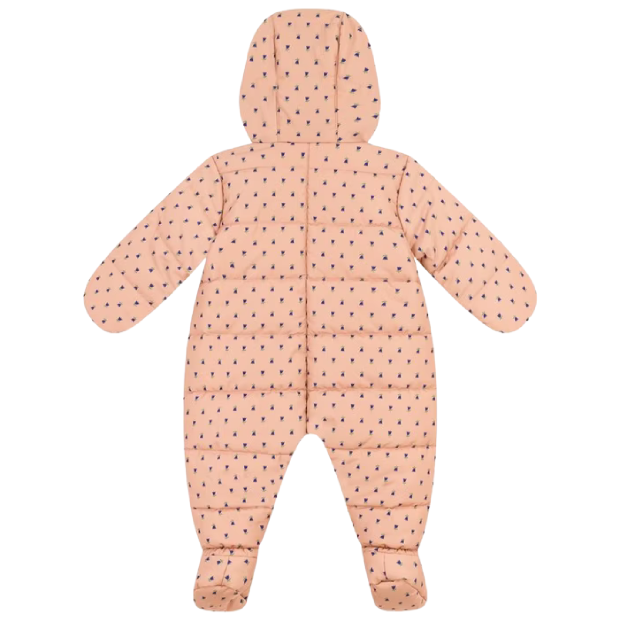 Cozy & Durable: Petit Bateau Pink And Small Floral Buds Print Snowsuit