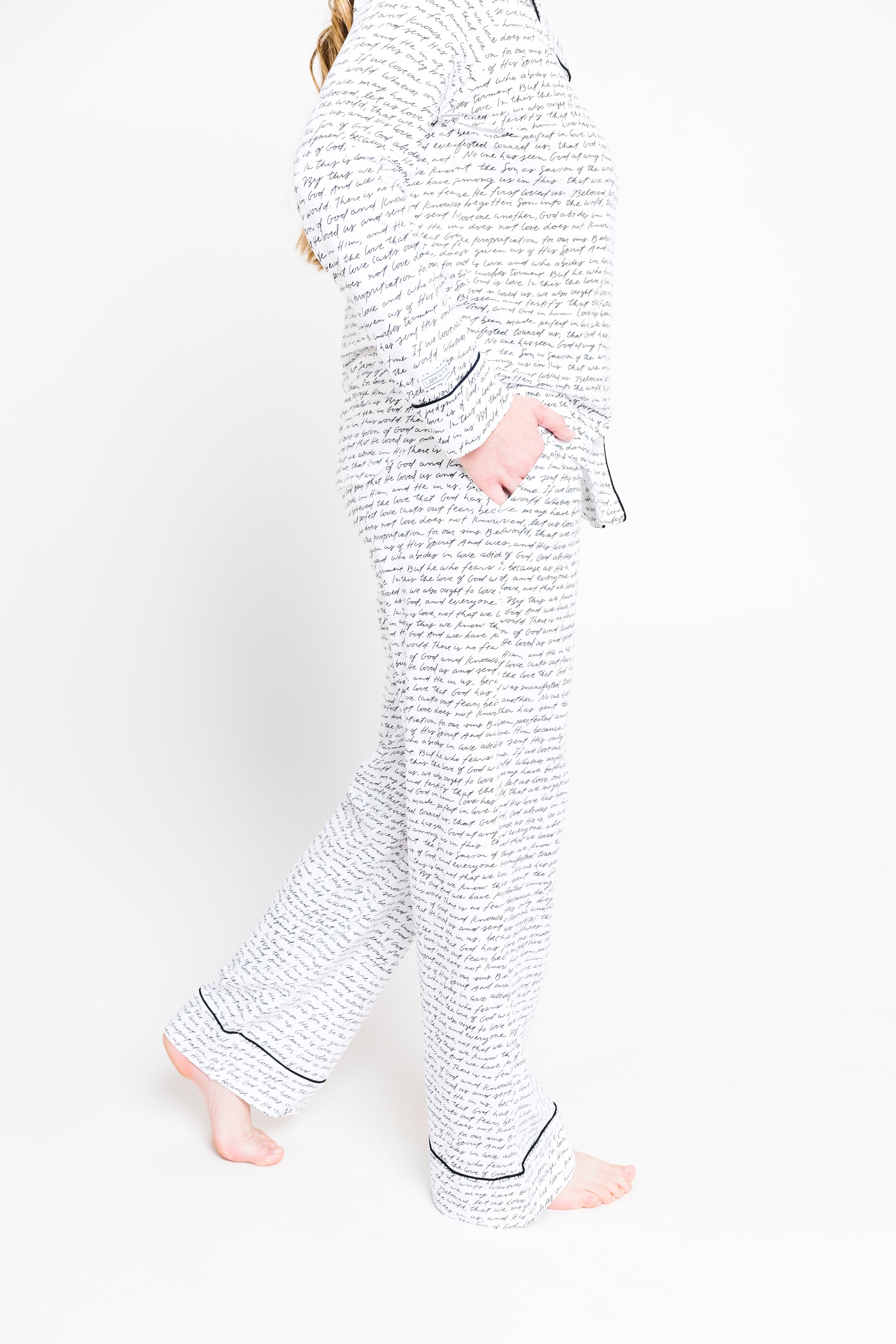 Love One Another Womens Pj Notch Collar Set Cotton