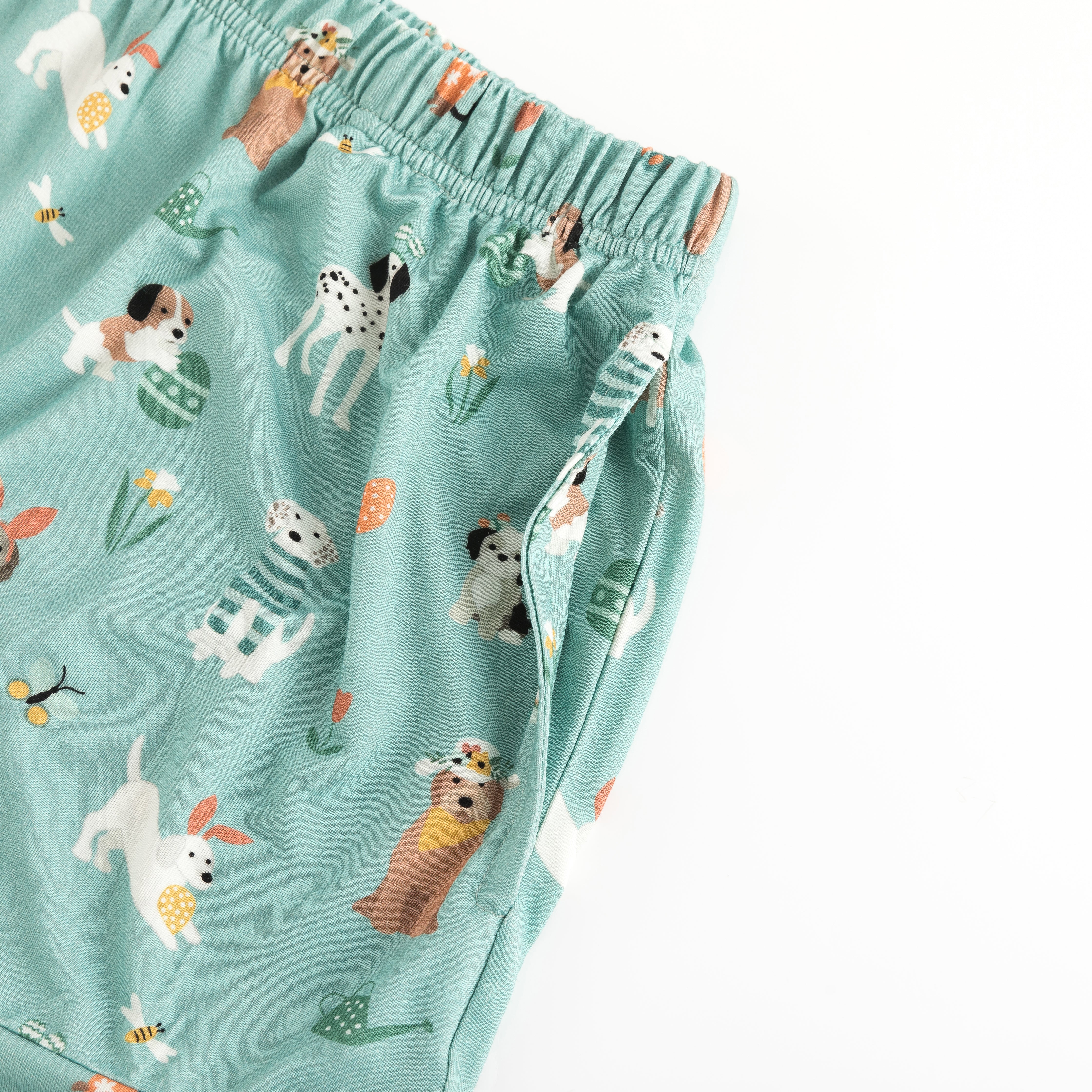 Puppy Egg Hunt (women's Short Sleeve Pj) - Aquamarine
