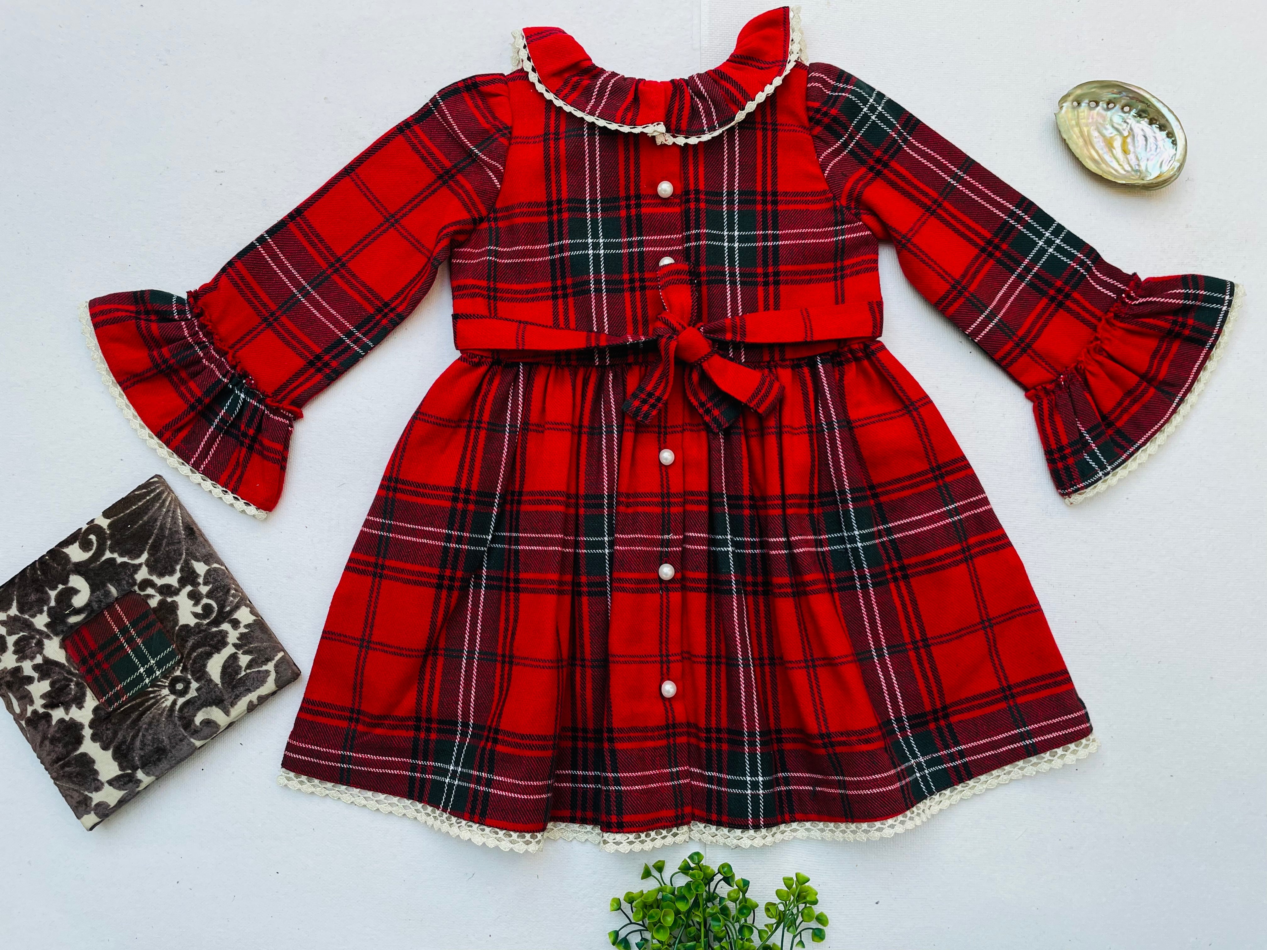 Red Plaid Girl's Christmas Dress