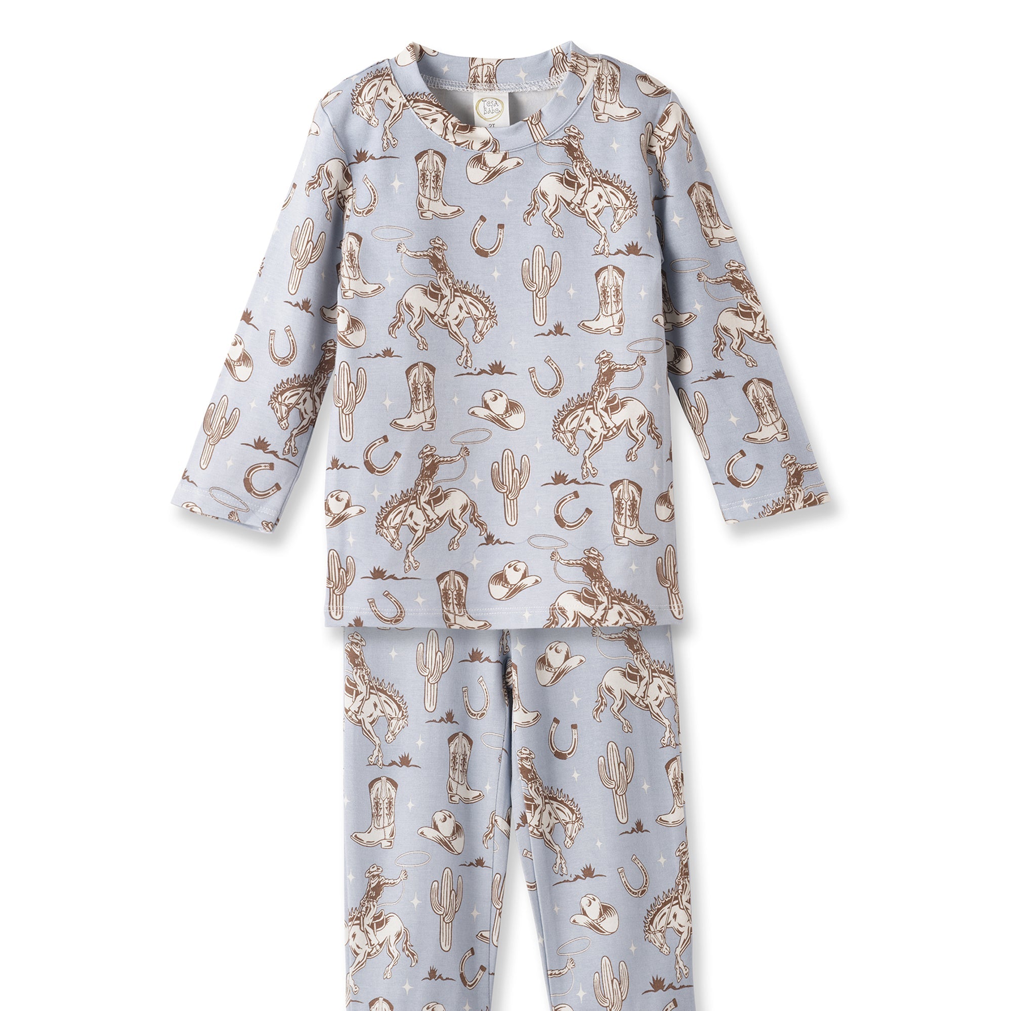 Wild Wrangler/blue Cowboy Western Bamboo Kids Pajama Set