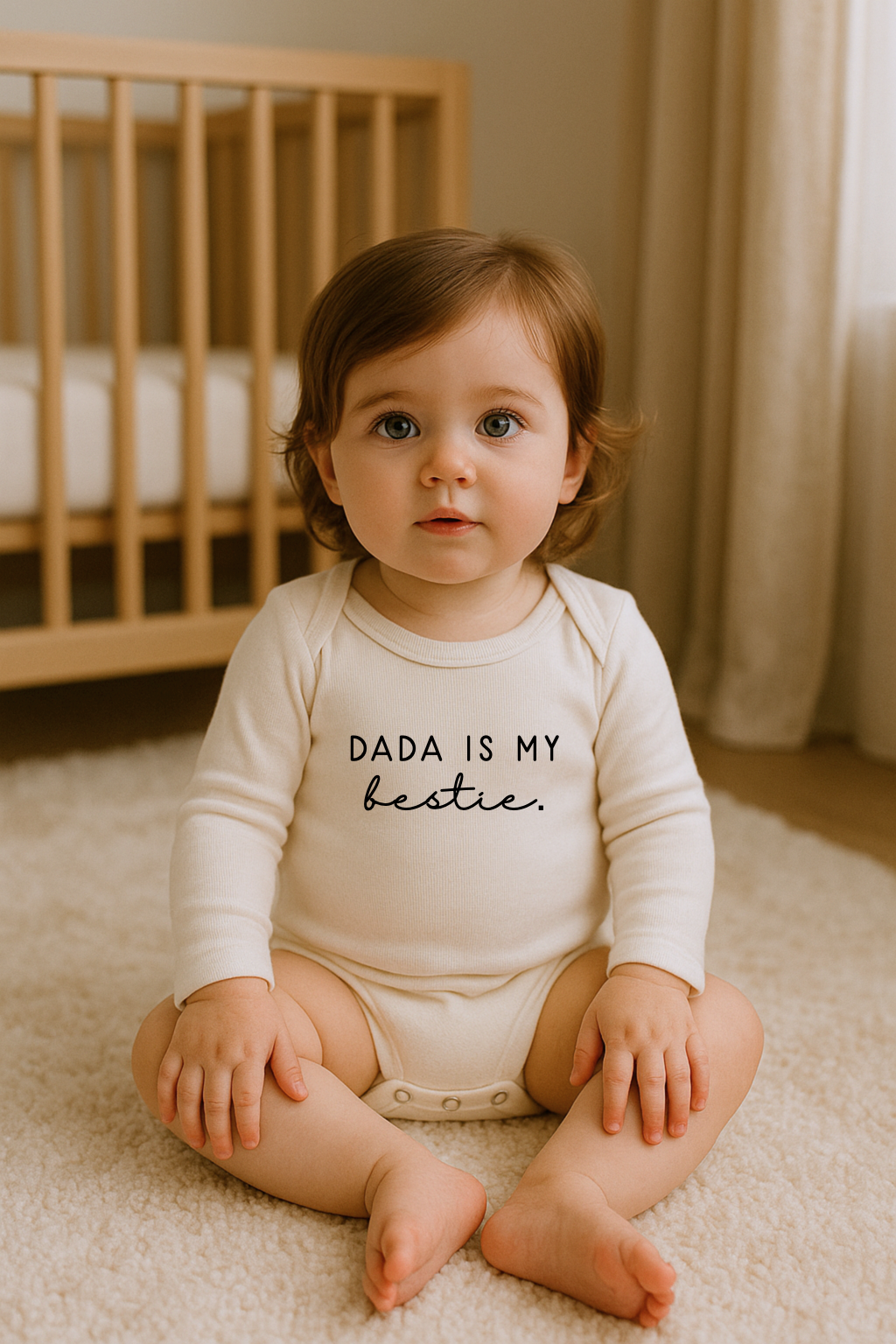 Dada Is My Bestie Organic Cotton Baby Bodysuit Long Sleeve