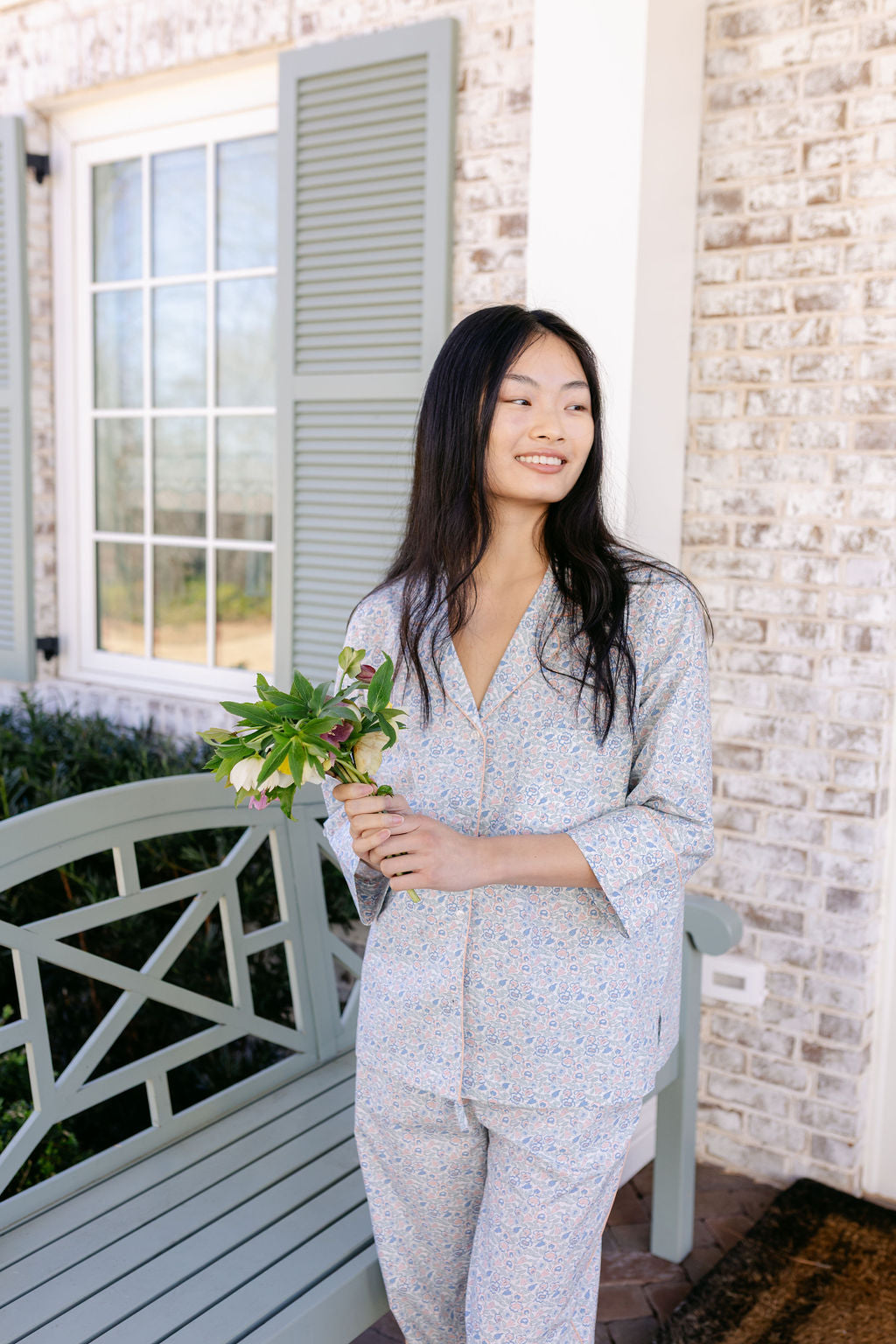Classic Cotton Pajamas In French Floral