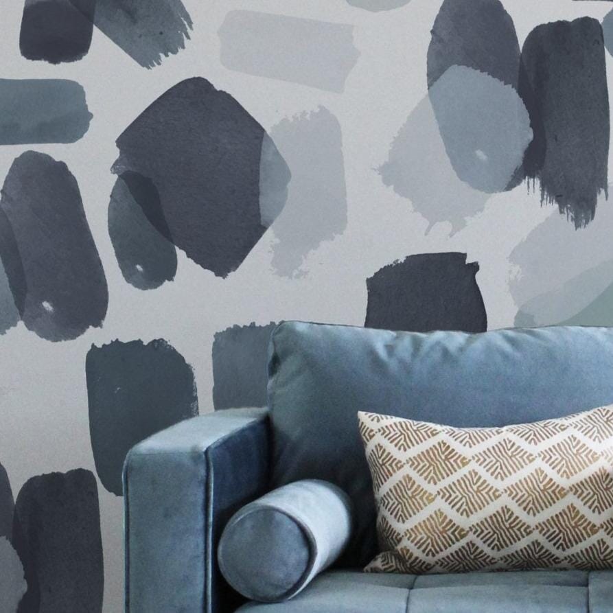 Large Indigo Brush Stroke Wall Decals