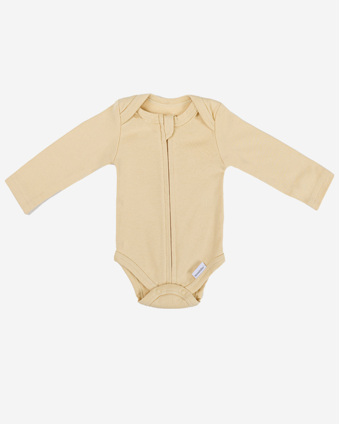 Long Sleeve Zipper Bodysuit In Latte, 6-9m