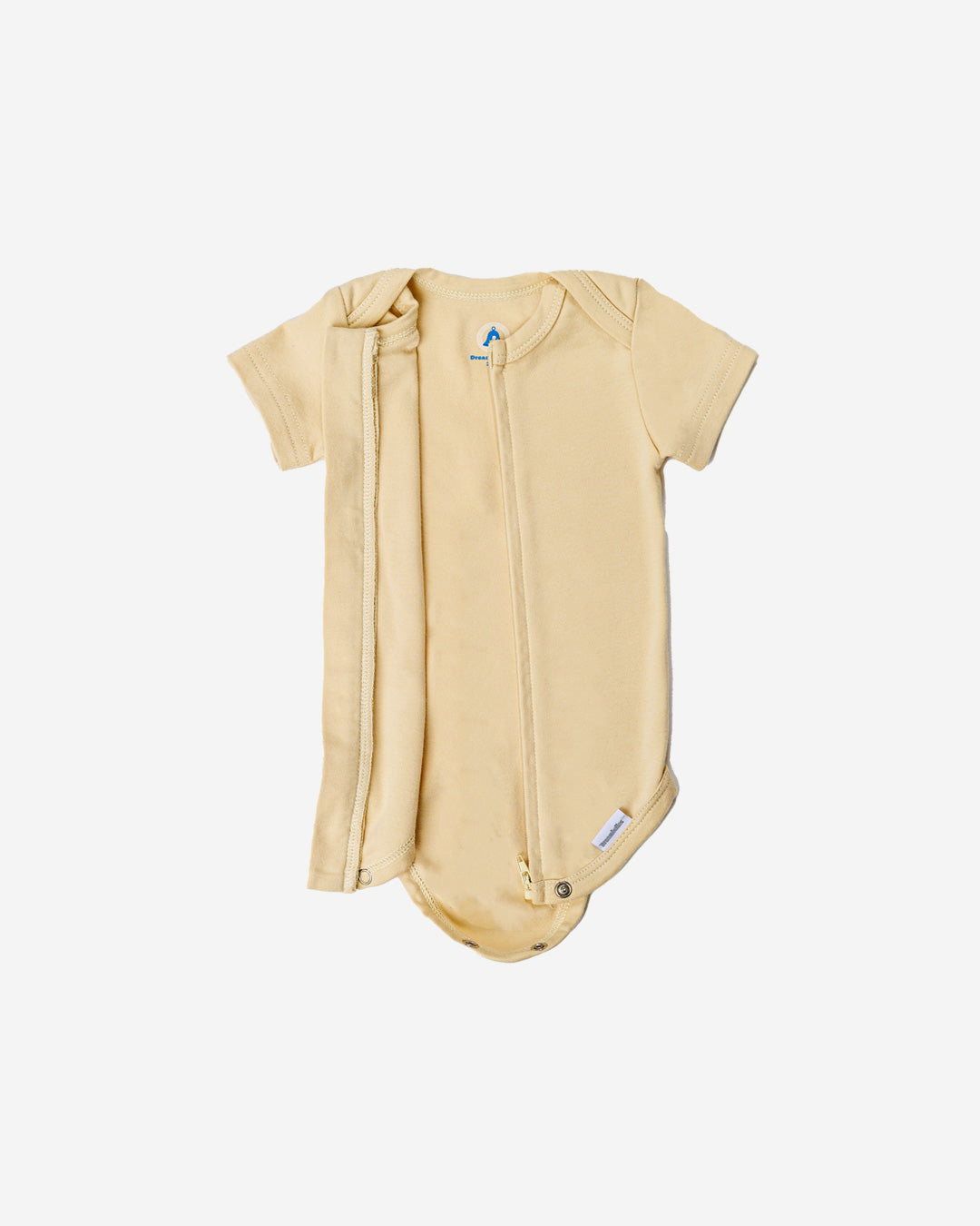Short Sleeve Zipper Bodysuit In Latte, 3-6m
