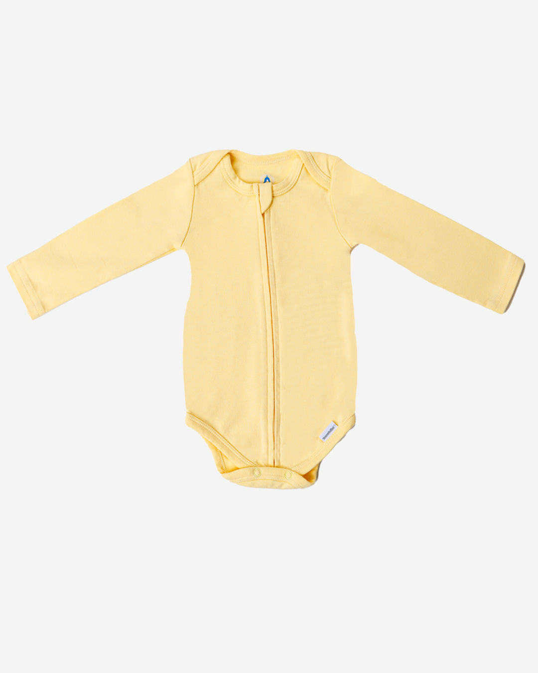 Long Sleeve Zipper Bodysuit In Lemon, 0-3m