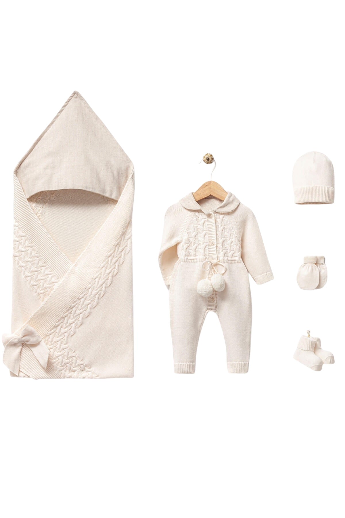 Lewis Cream Newborn Coming Home Set / Linen Collar (5 Pcs)