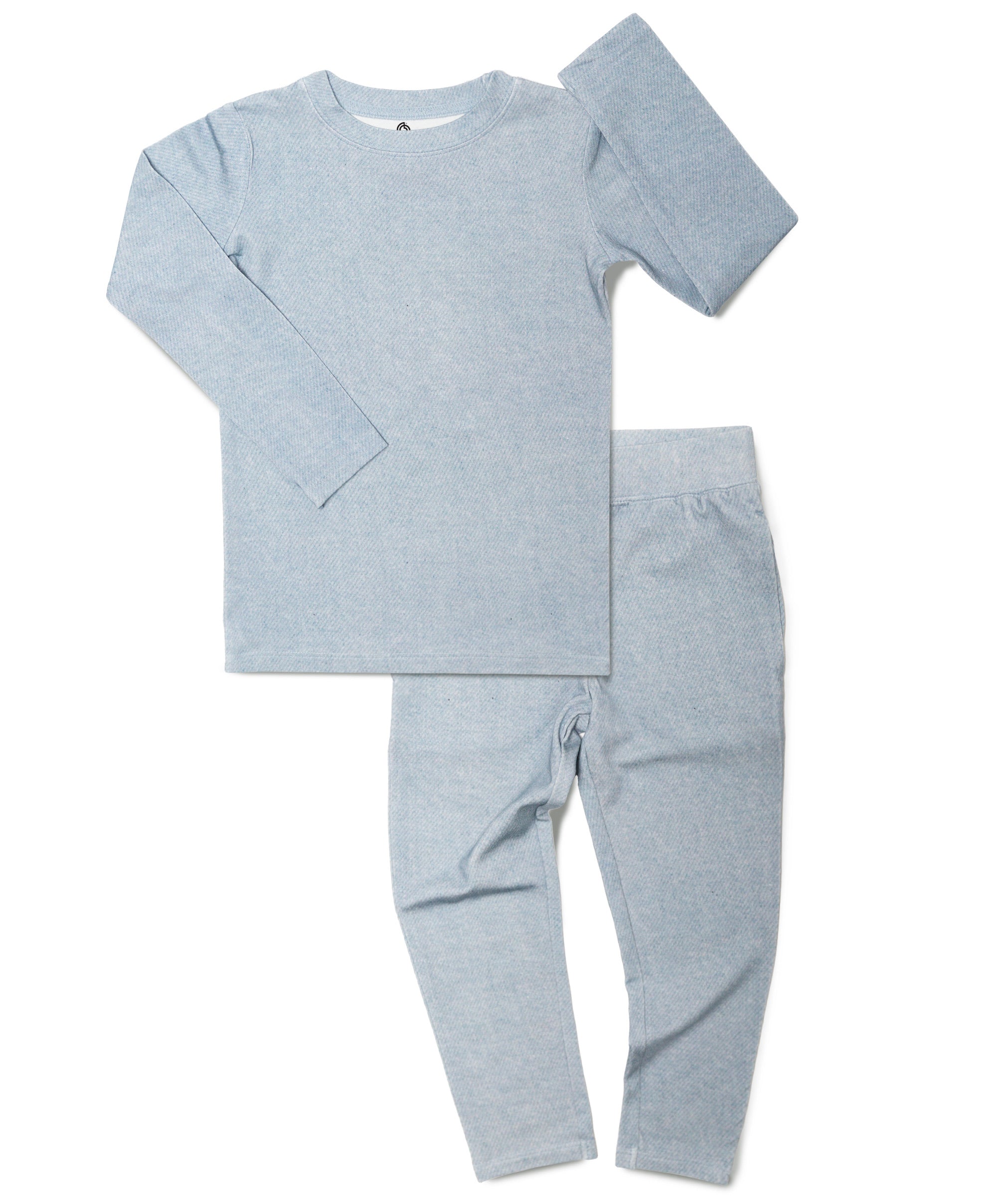 Light Blue Denim Print Two-piece Set