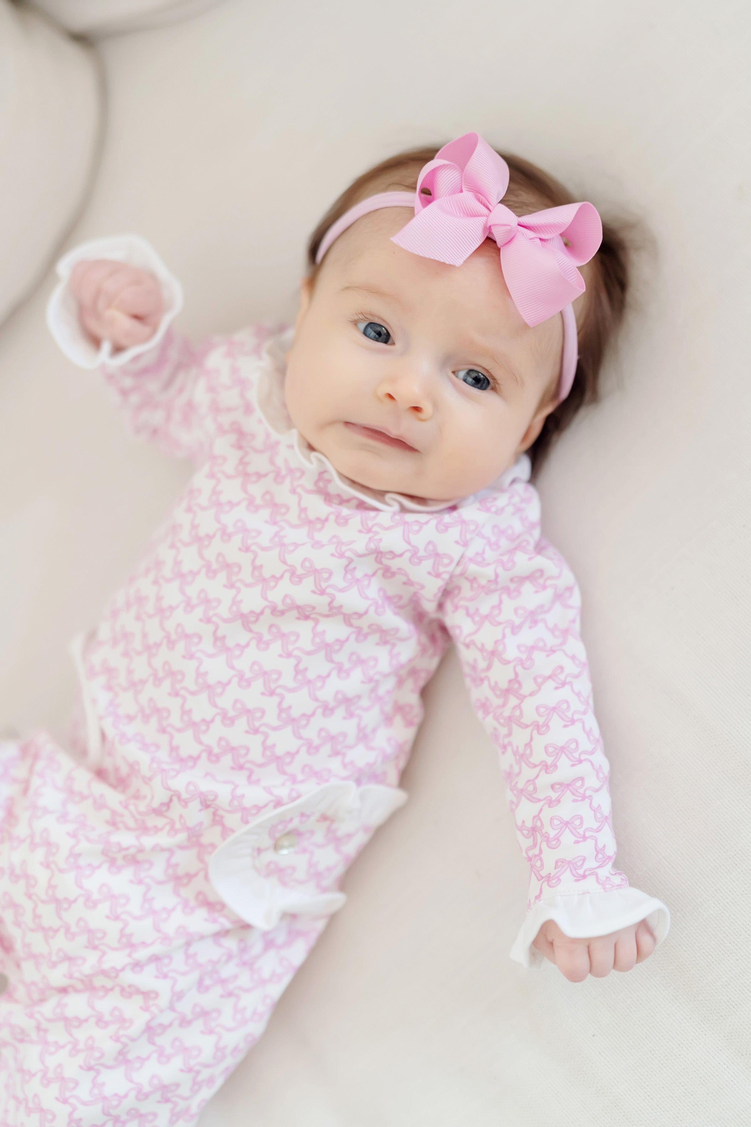 Lucy Girls' Romper - Pretty Pink Bows