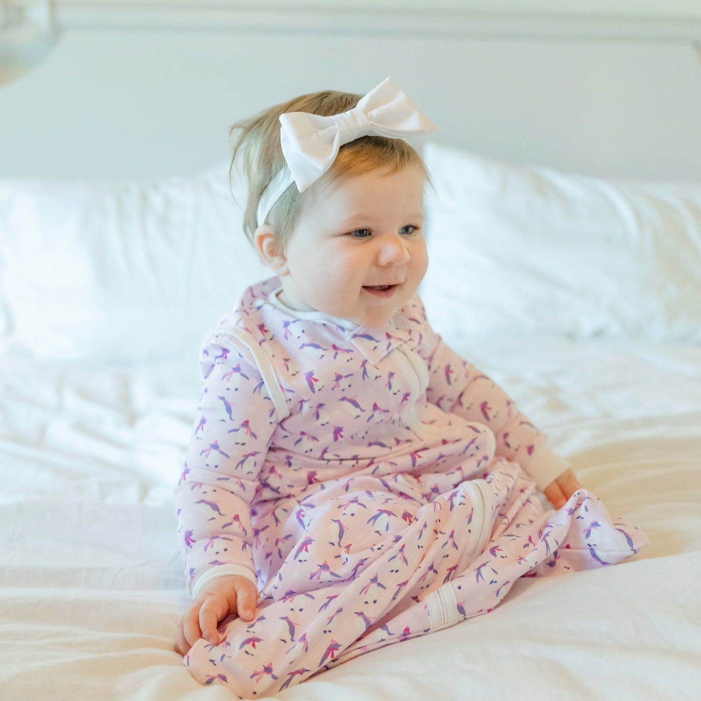 Wearable Girls' Blanket Penguin Party Pink