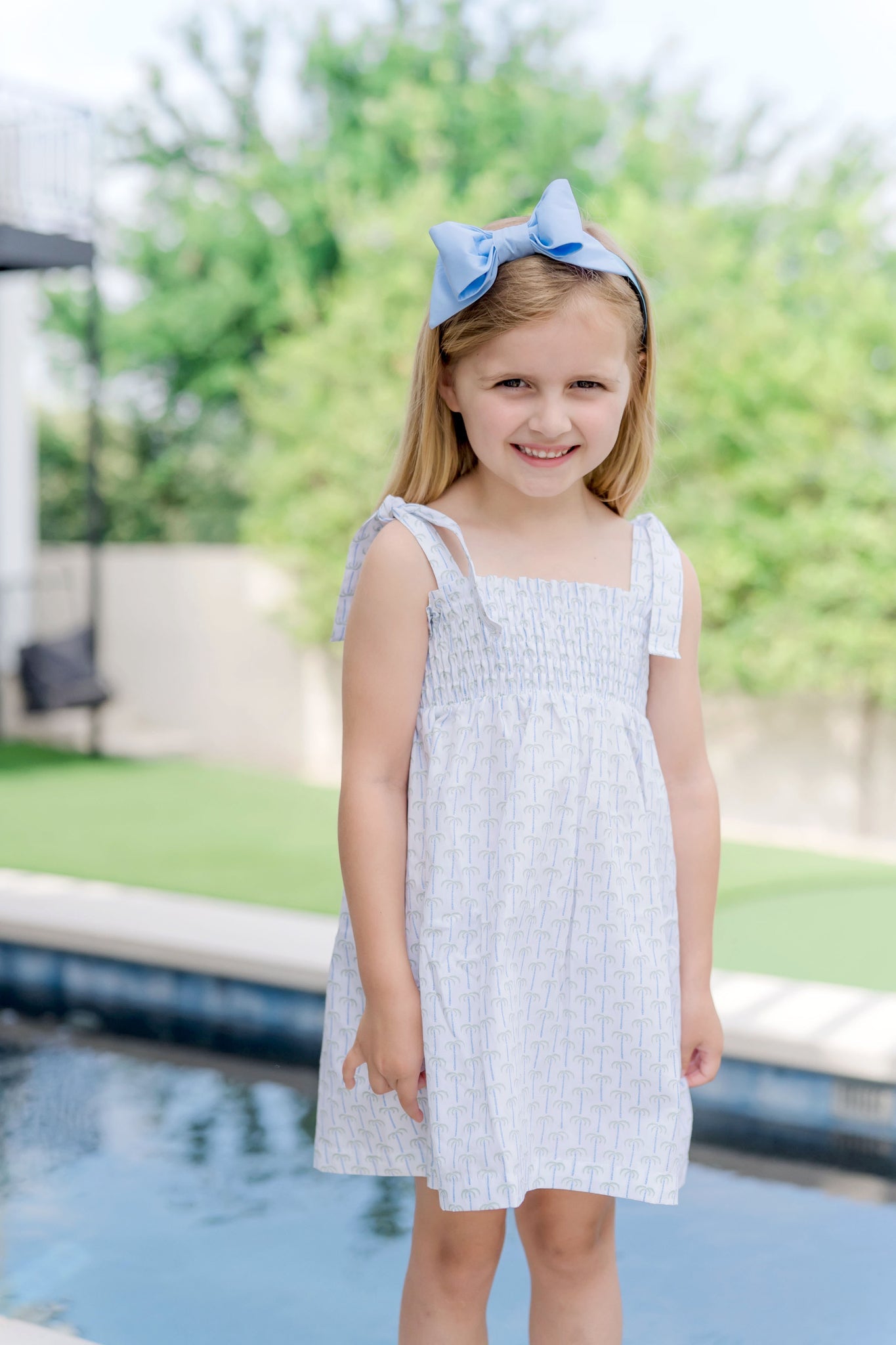 Betsy Girls' Woven Dress - Pacific Palms Blue