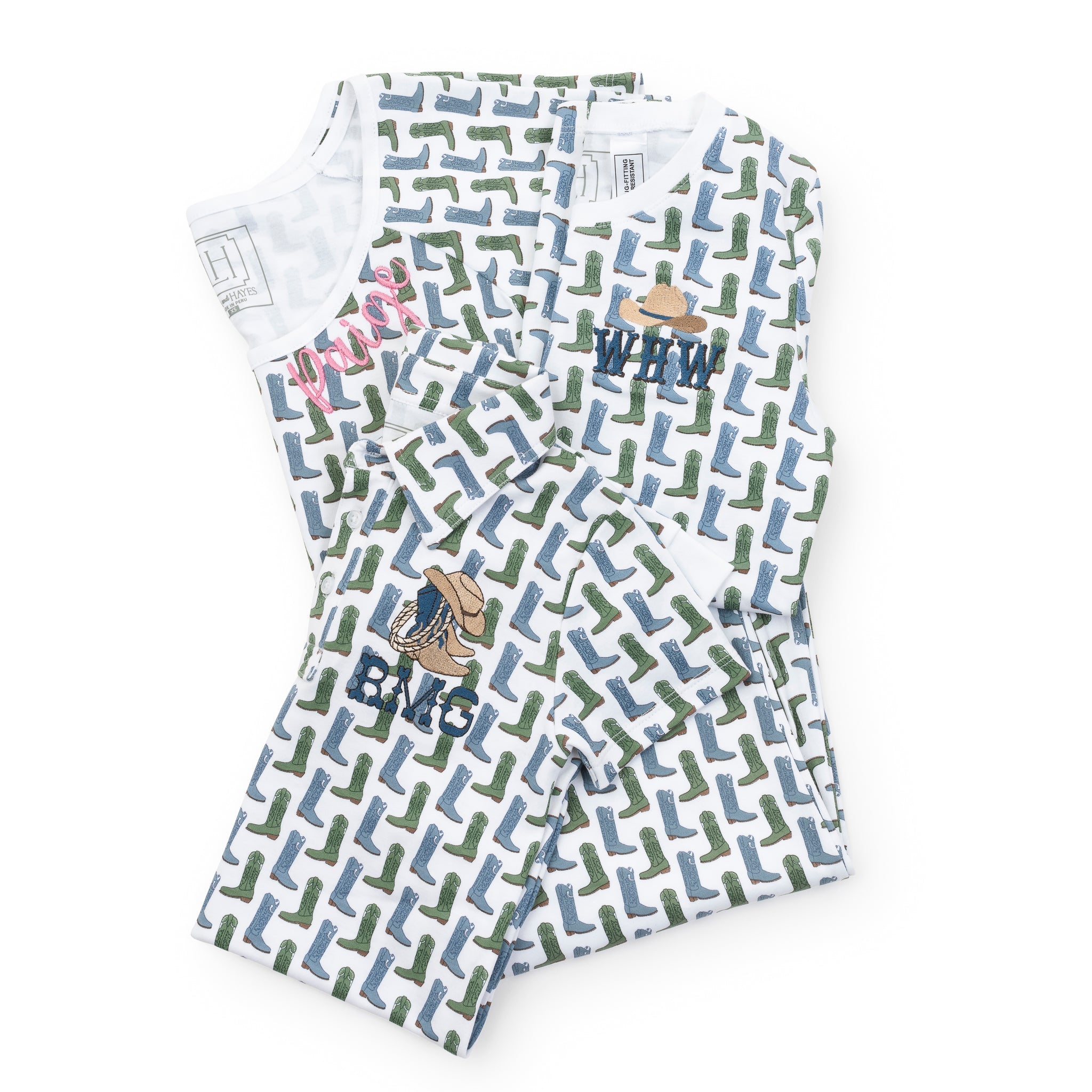 Marcia Women's Pajama Pant Set Cowboy Boots (blue)