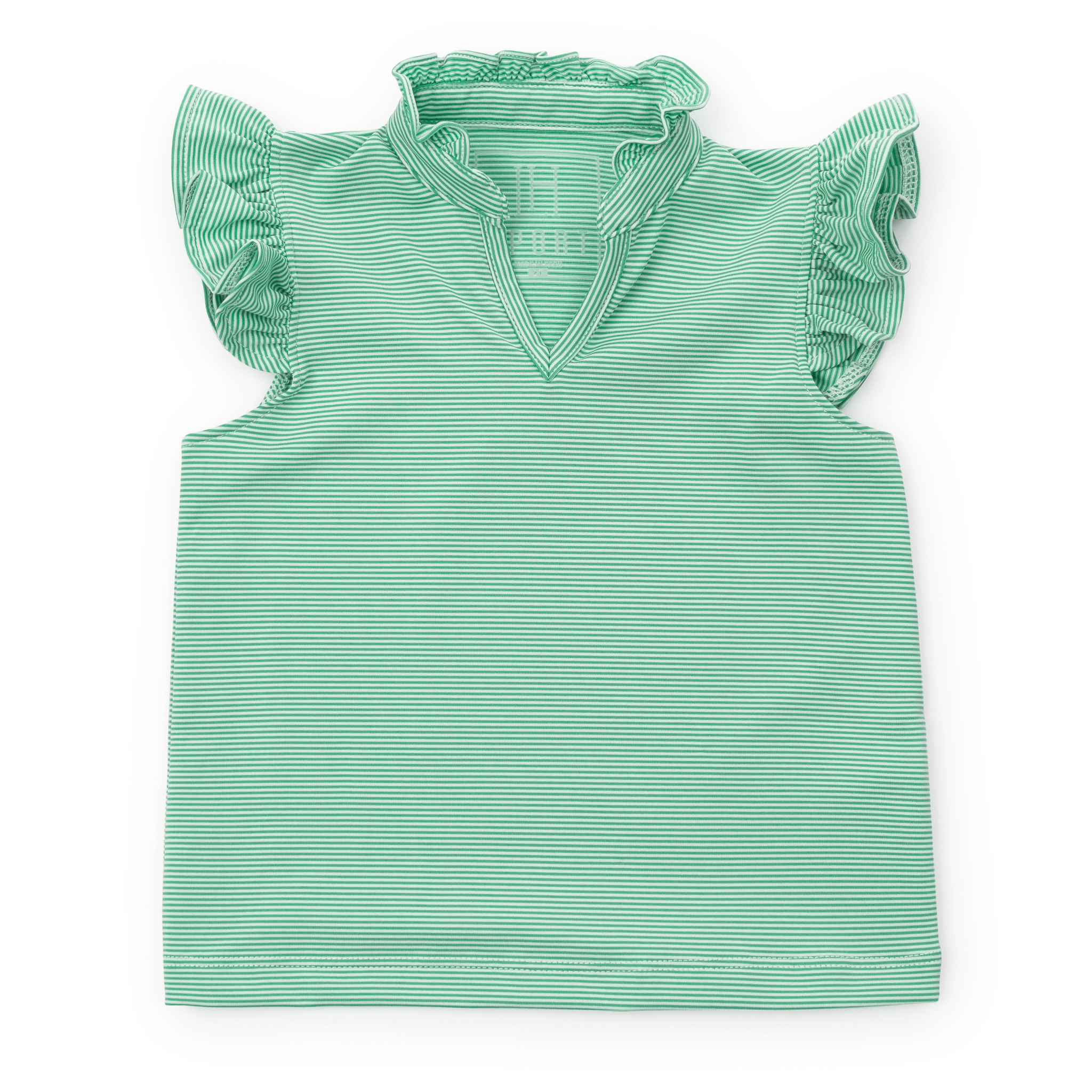 Ellie Girls' Sleeveless Performance Top By Lh Sport - Green Stripes