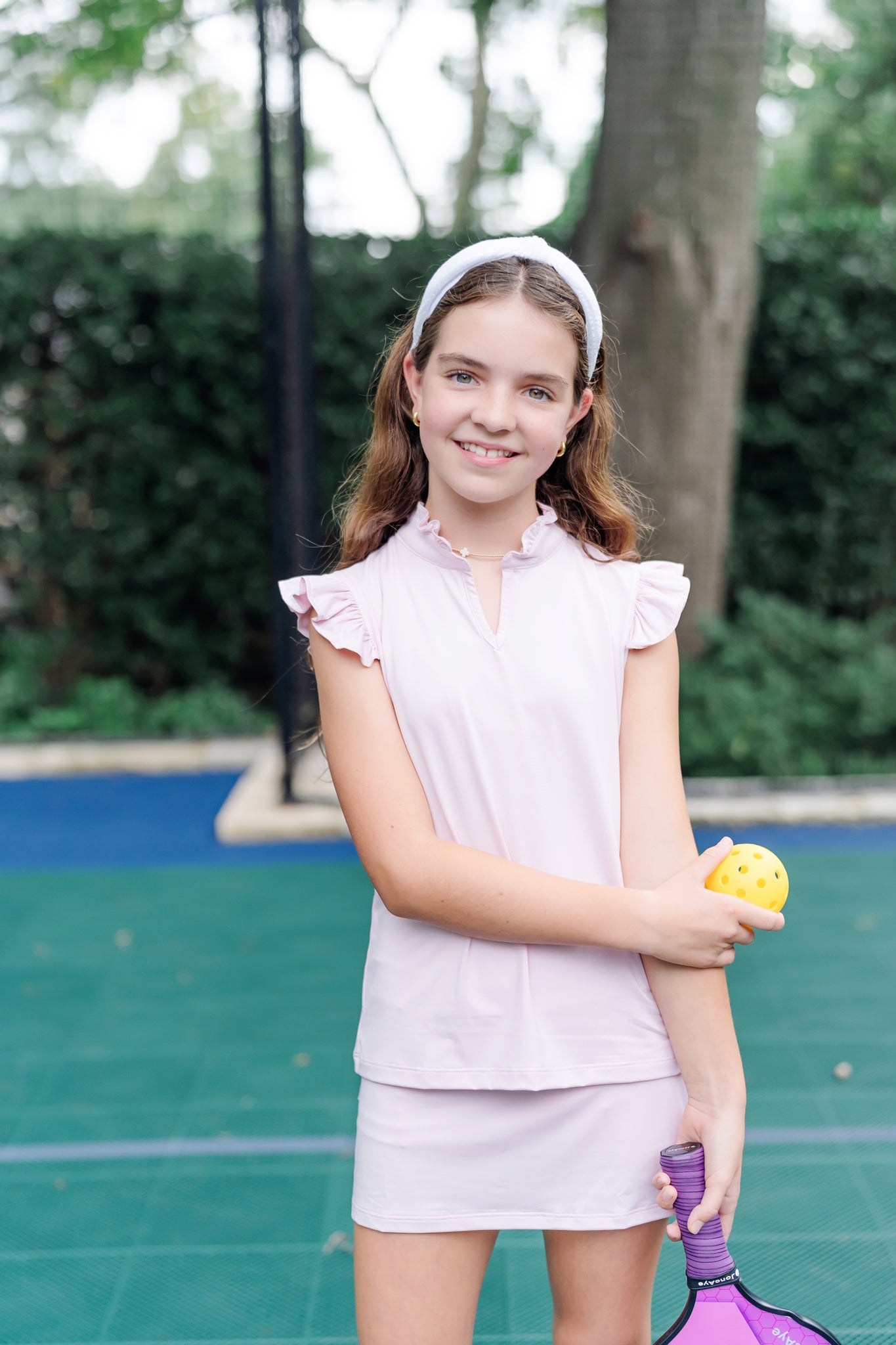 Ellie Girls' Sleeveless Performance Top By Lh Sport - Light Pink