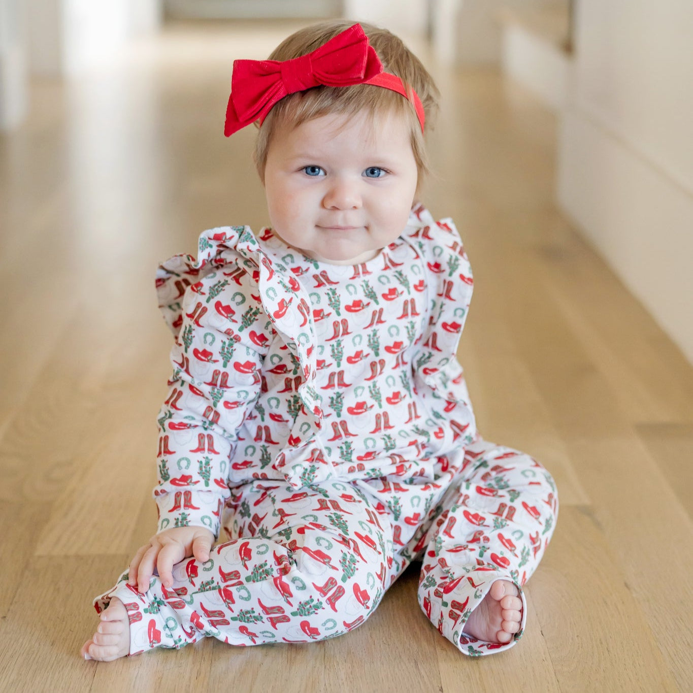 Evelyn Girls' Romper Cowboy Christmas