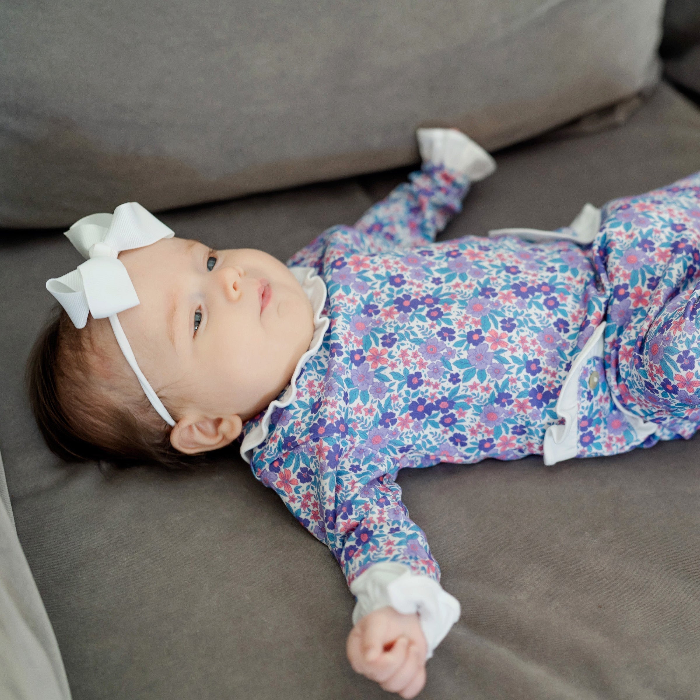 Lucy Girls' Romper - Blackberry Floral