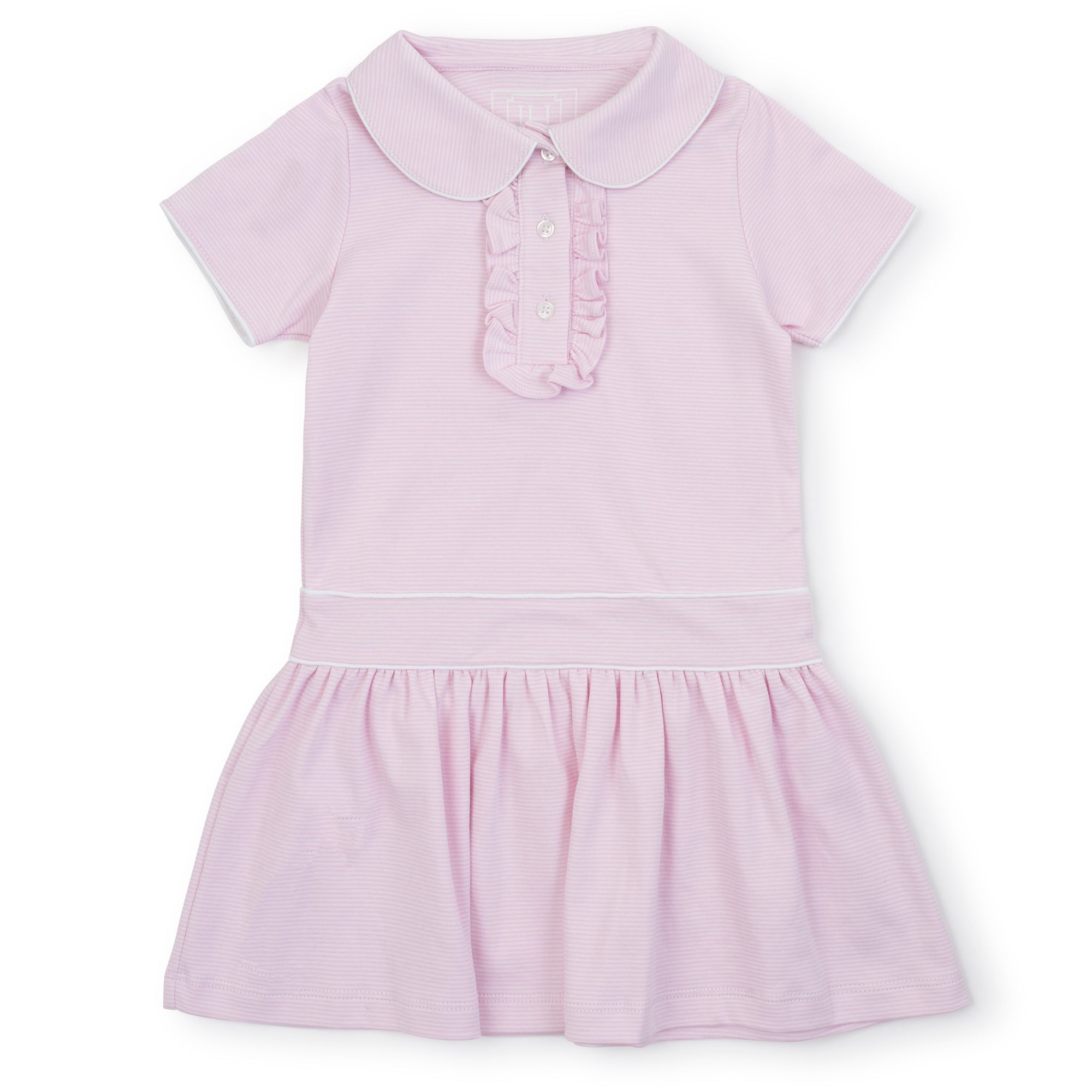Sydney Girls' Pima Cotton Dress - Pink And White Stripes