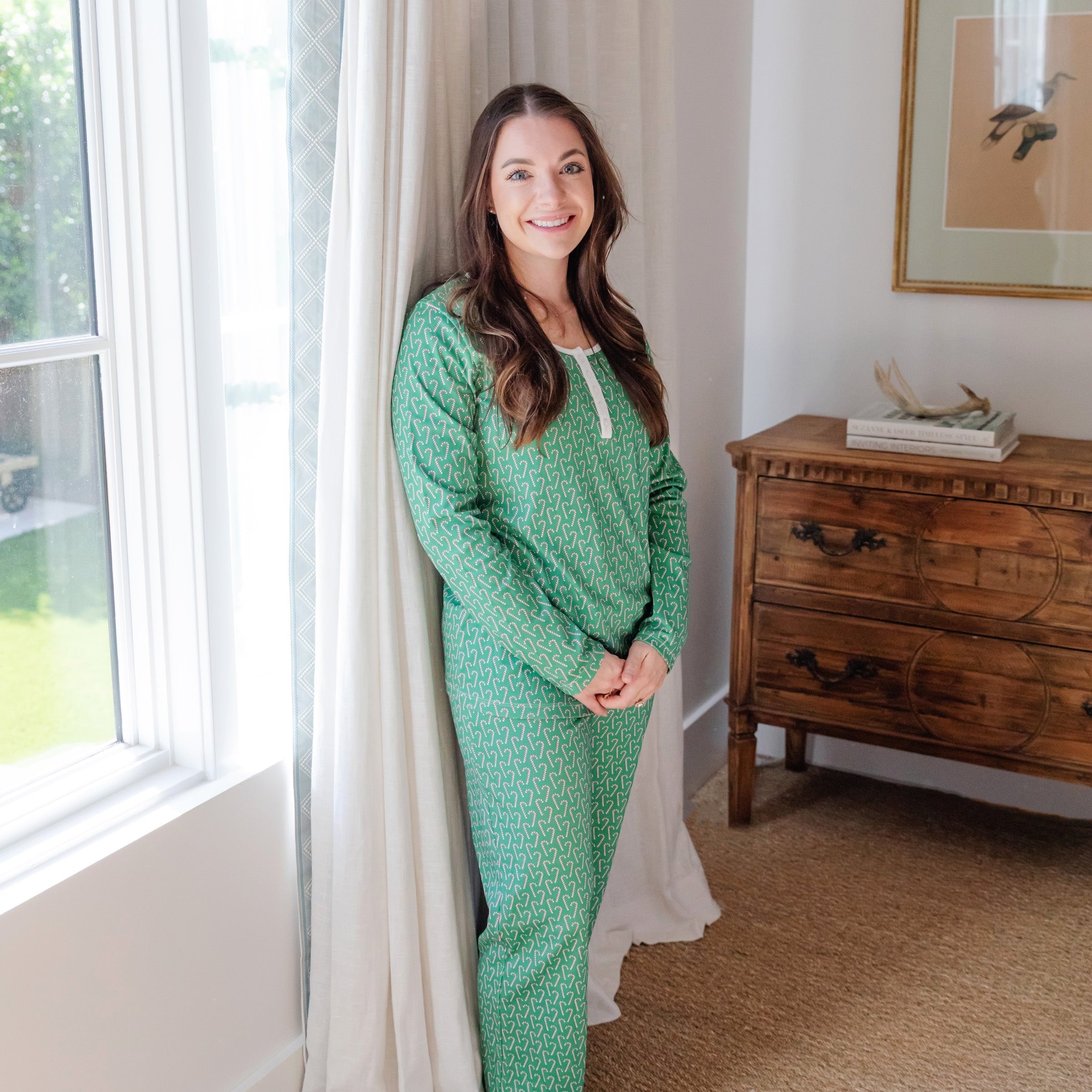 Calli Women's Longsleeve Pajama Pant Set Candy Cane Lane
