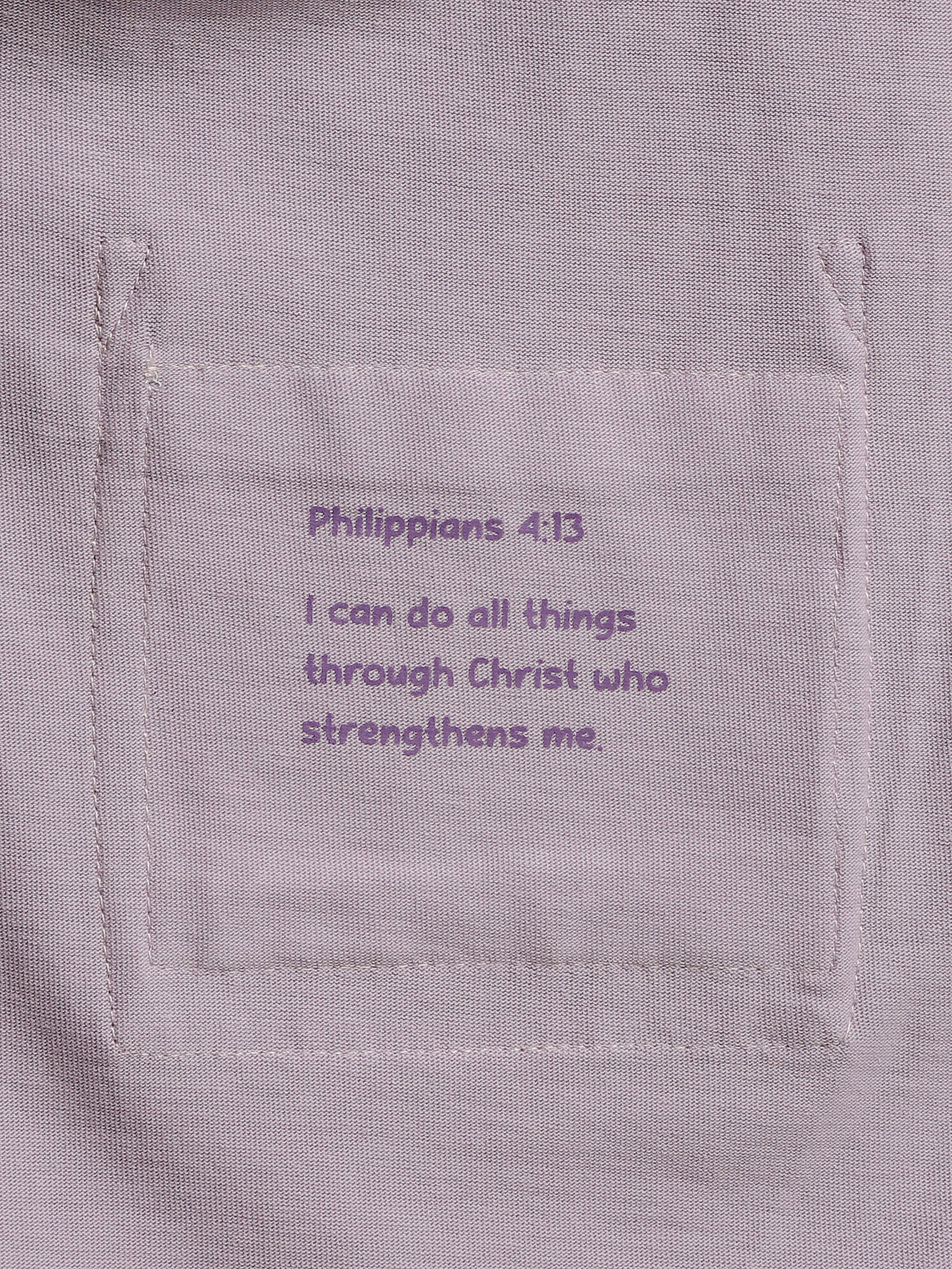 Lilac Prayer Pocket Short Sleeve Twirl Dress Cotton