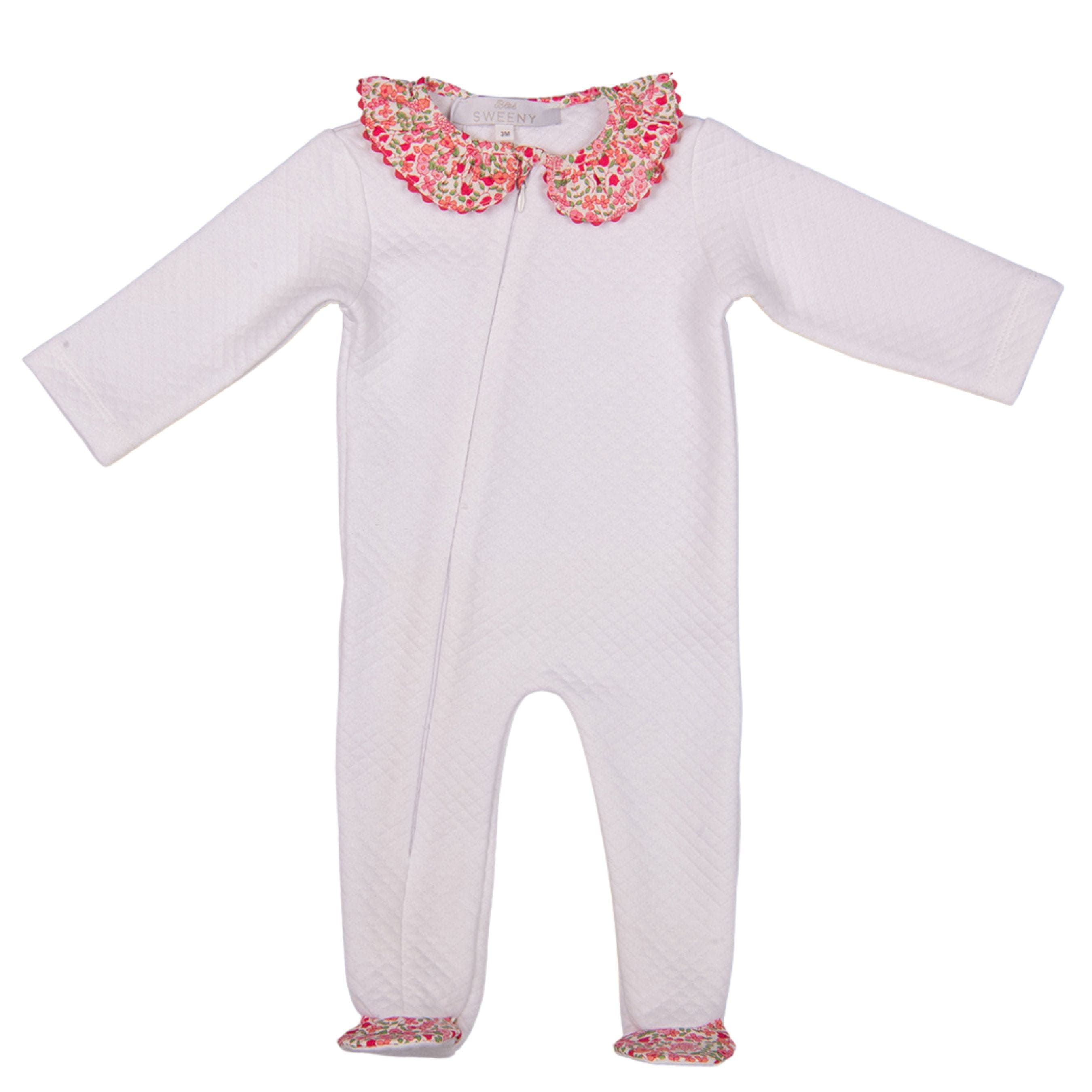 Lili Rose | Girls White Quilted Cotton Zipper All-in-one