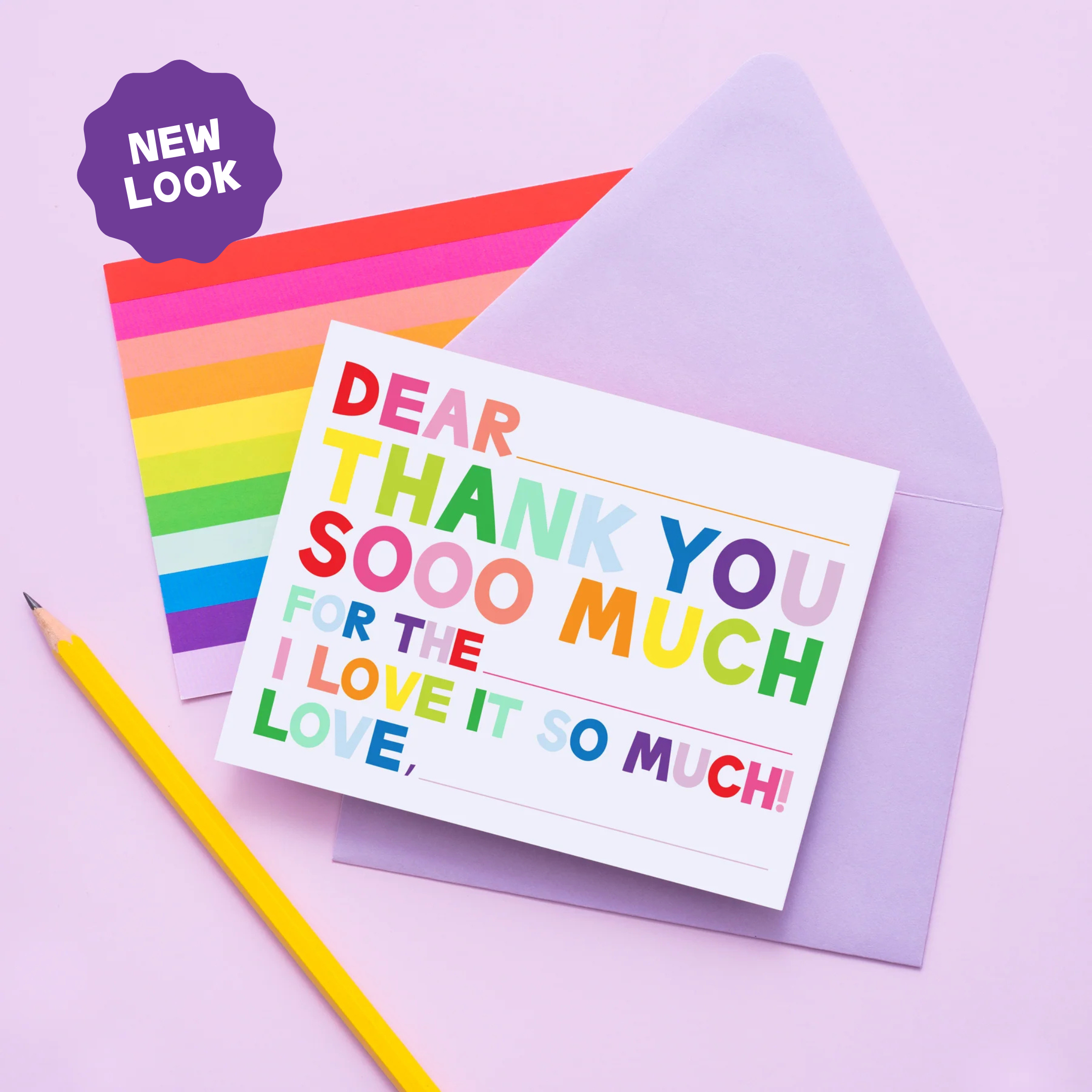 Kids Fill In Thank You Notes - Rainbow