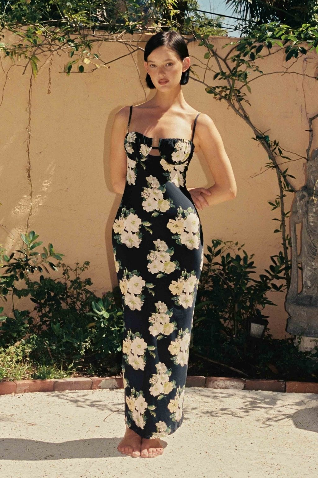 Liz Floral Petal Long Slip Dress