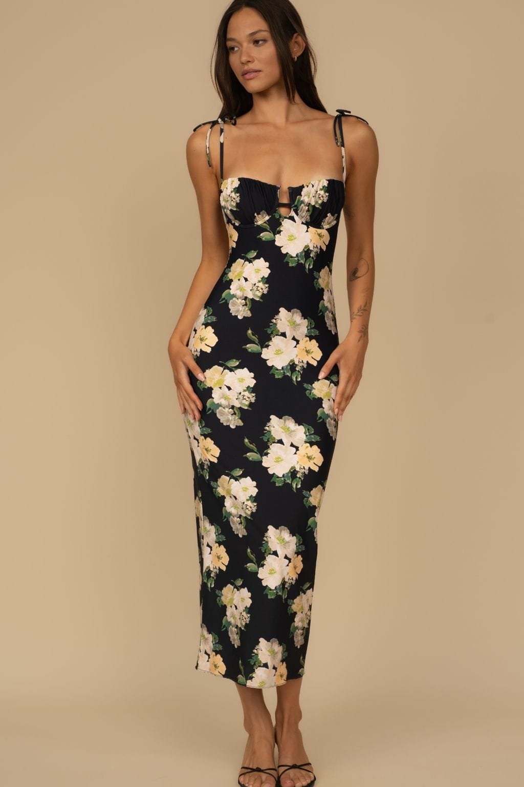 Liz Floral Petal Long Slip Dress