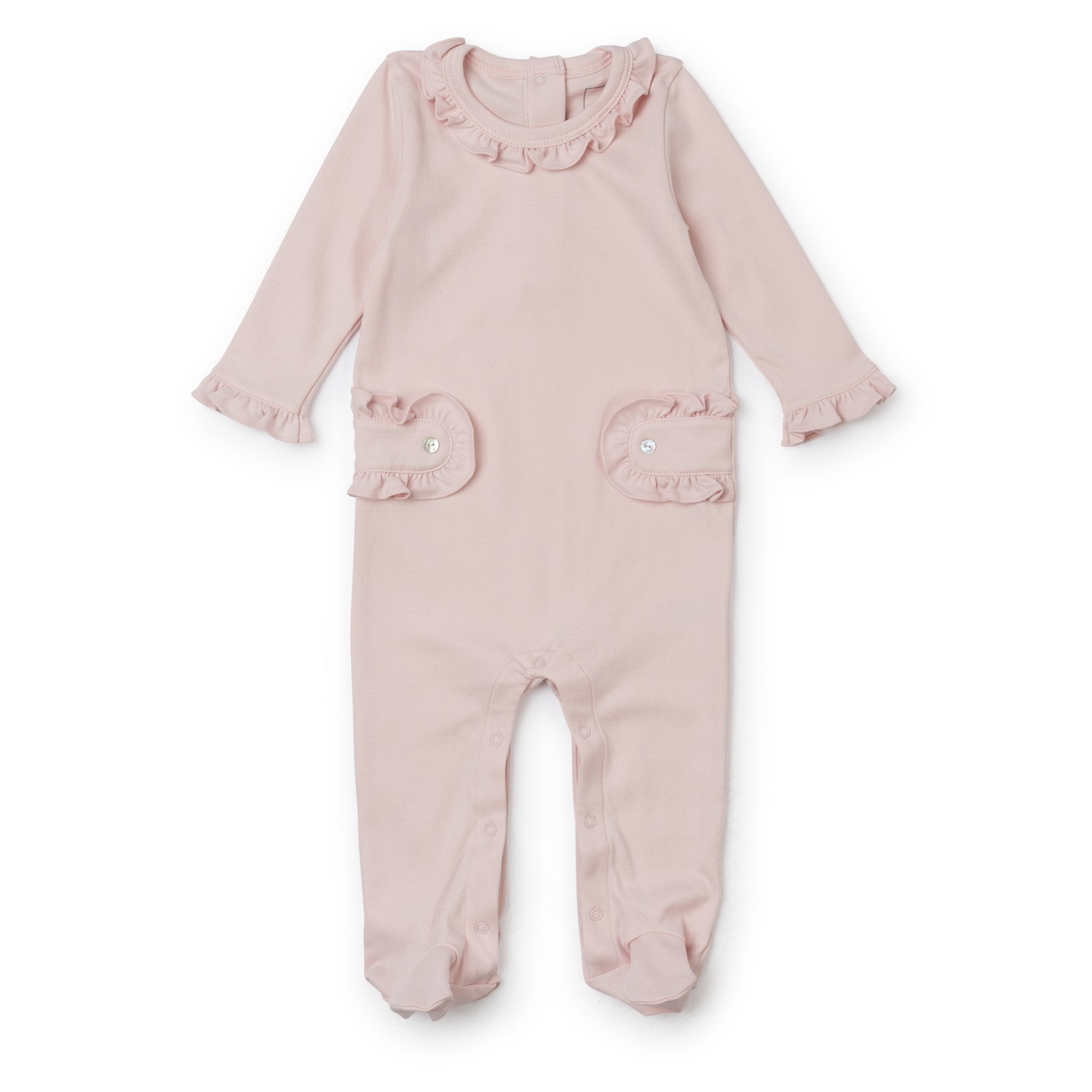 Lucy Pima Cotton Romper For Girls - Light Pink