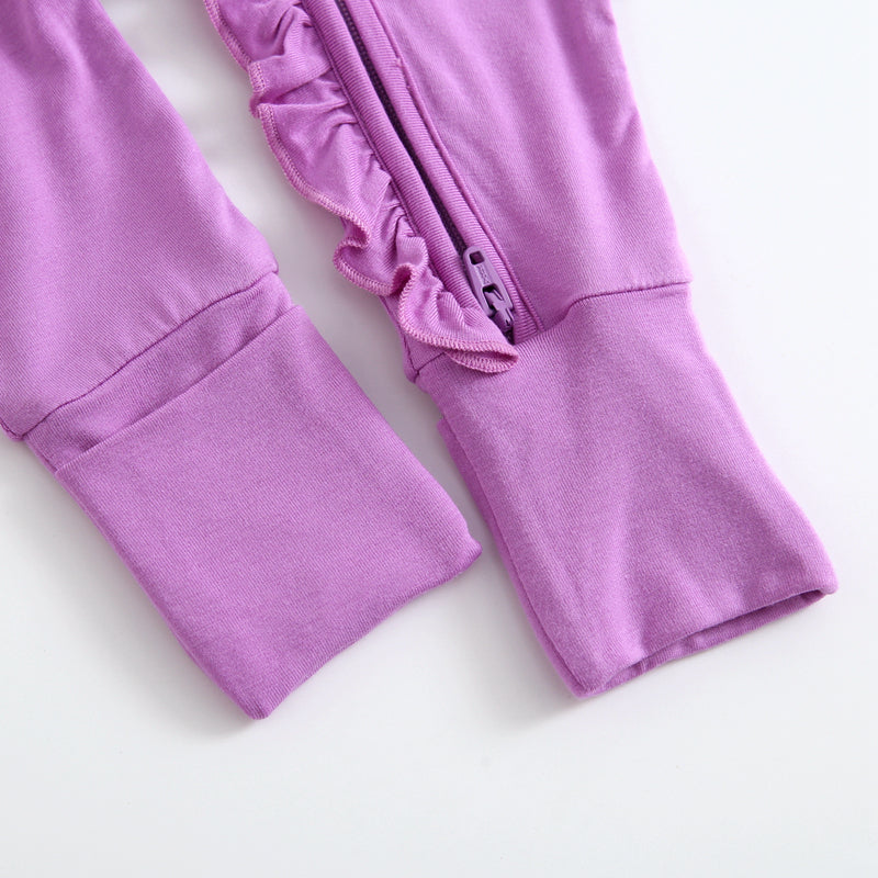 Luxie Lavender Ruffled Zipper Baby Romper