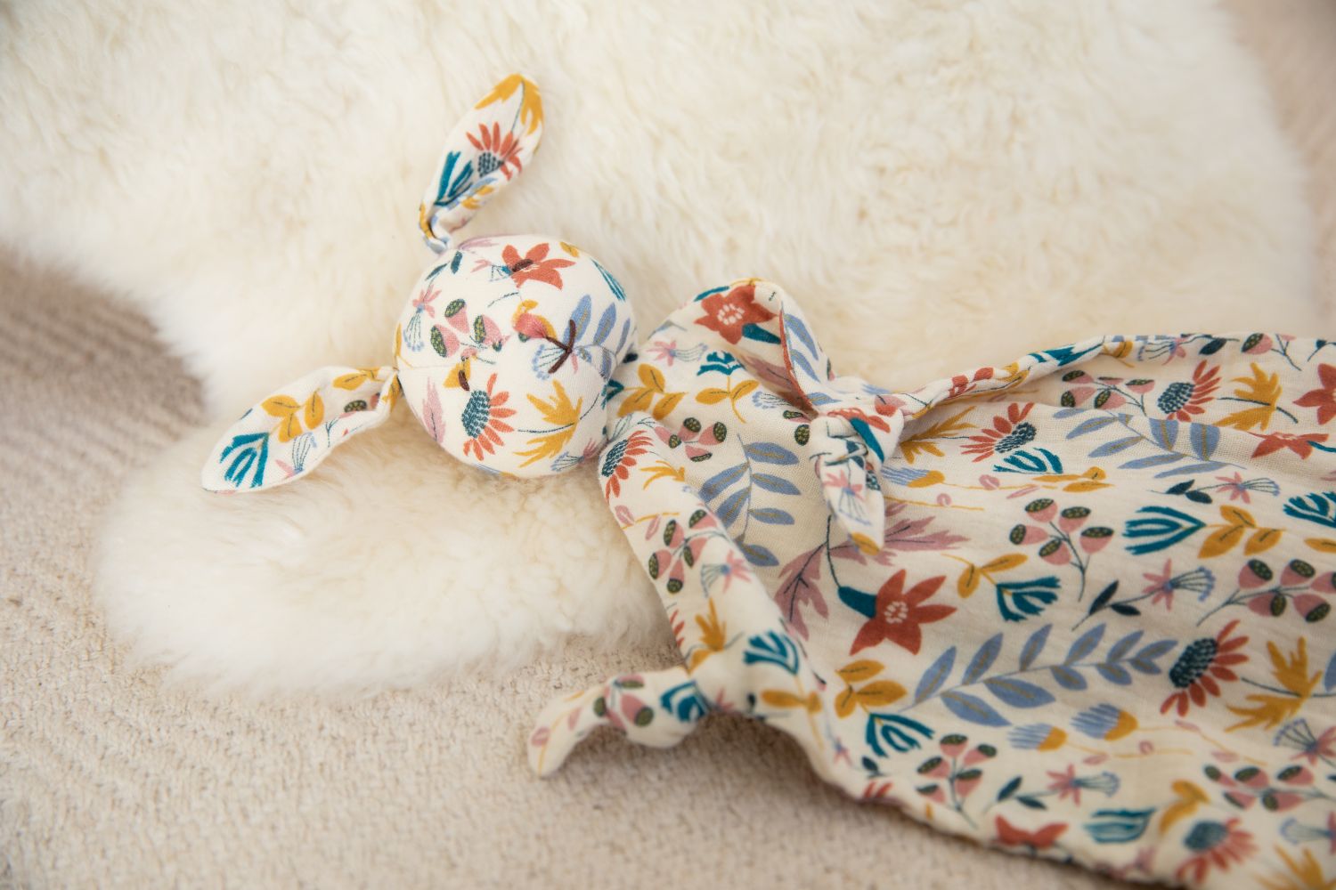 Muslin Bunny Lovey - Earthtone Floral