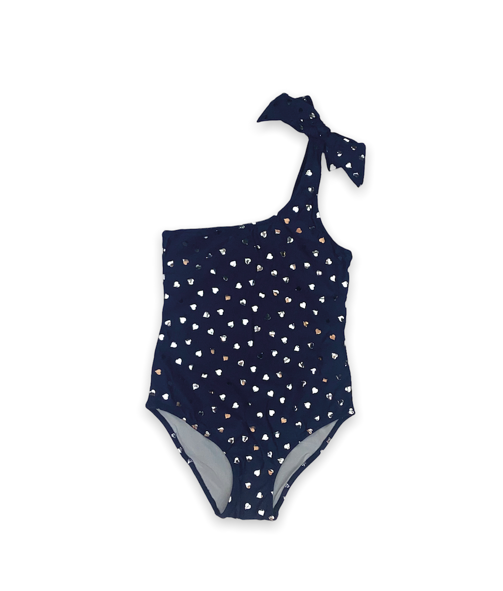 Martina One Shoulder Silver Hearts One Piece