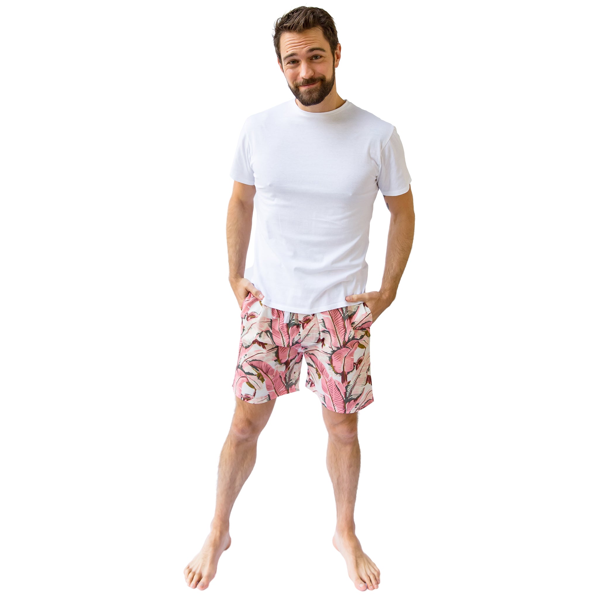 Men's Pink Martinique®, Banana Leaf Sleep Shorts