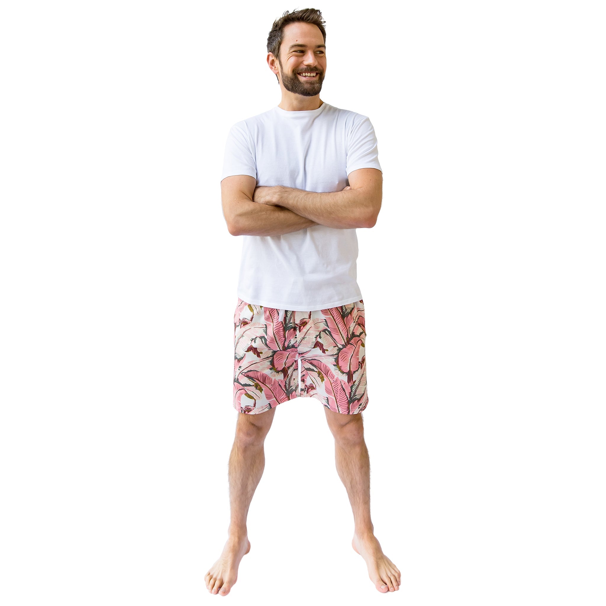 Men's Pink Martinique®, Banana Leaf Sleep Shorts