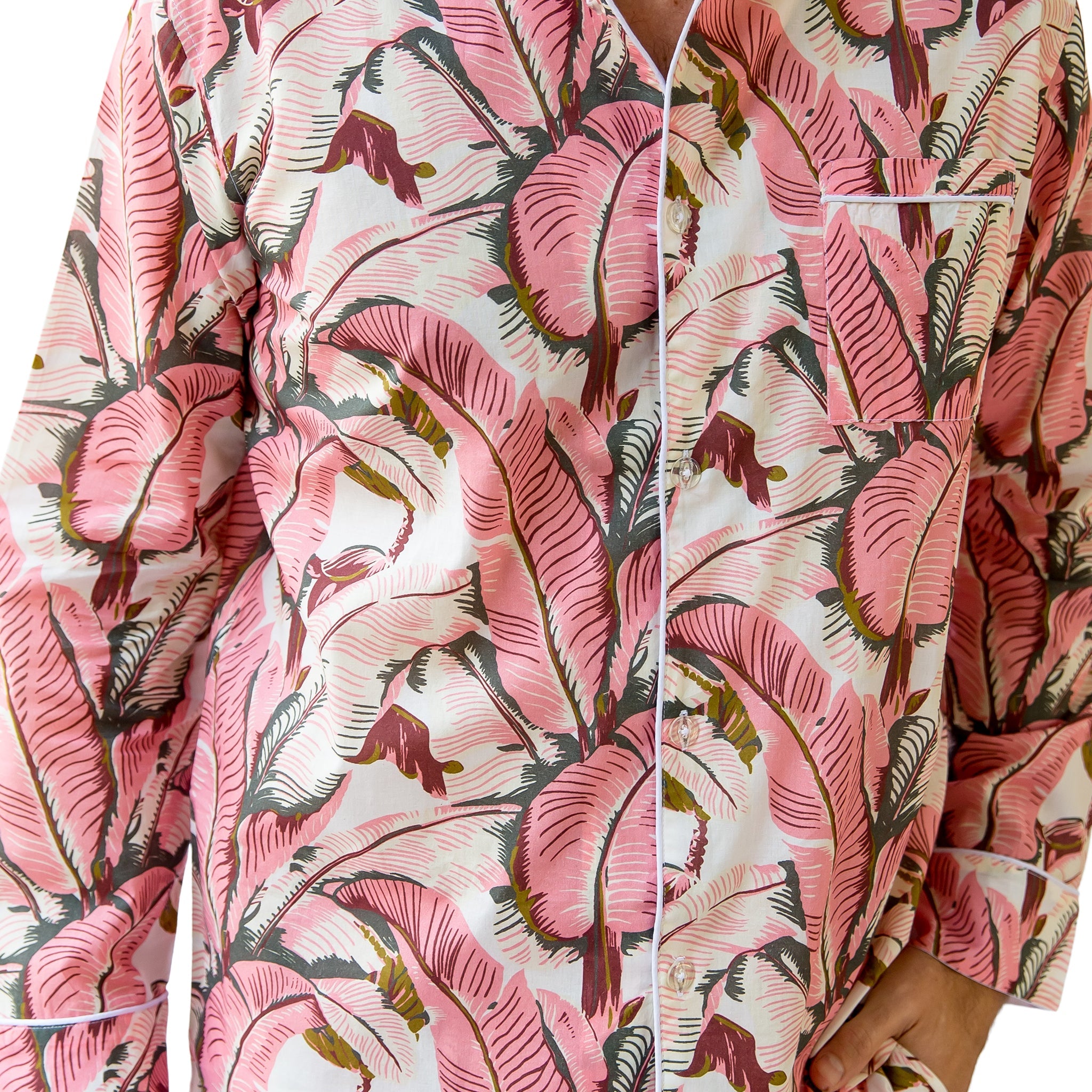 Men's Pink Martinique®, Banana Leaf Shirt + Pj Pant Set