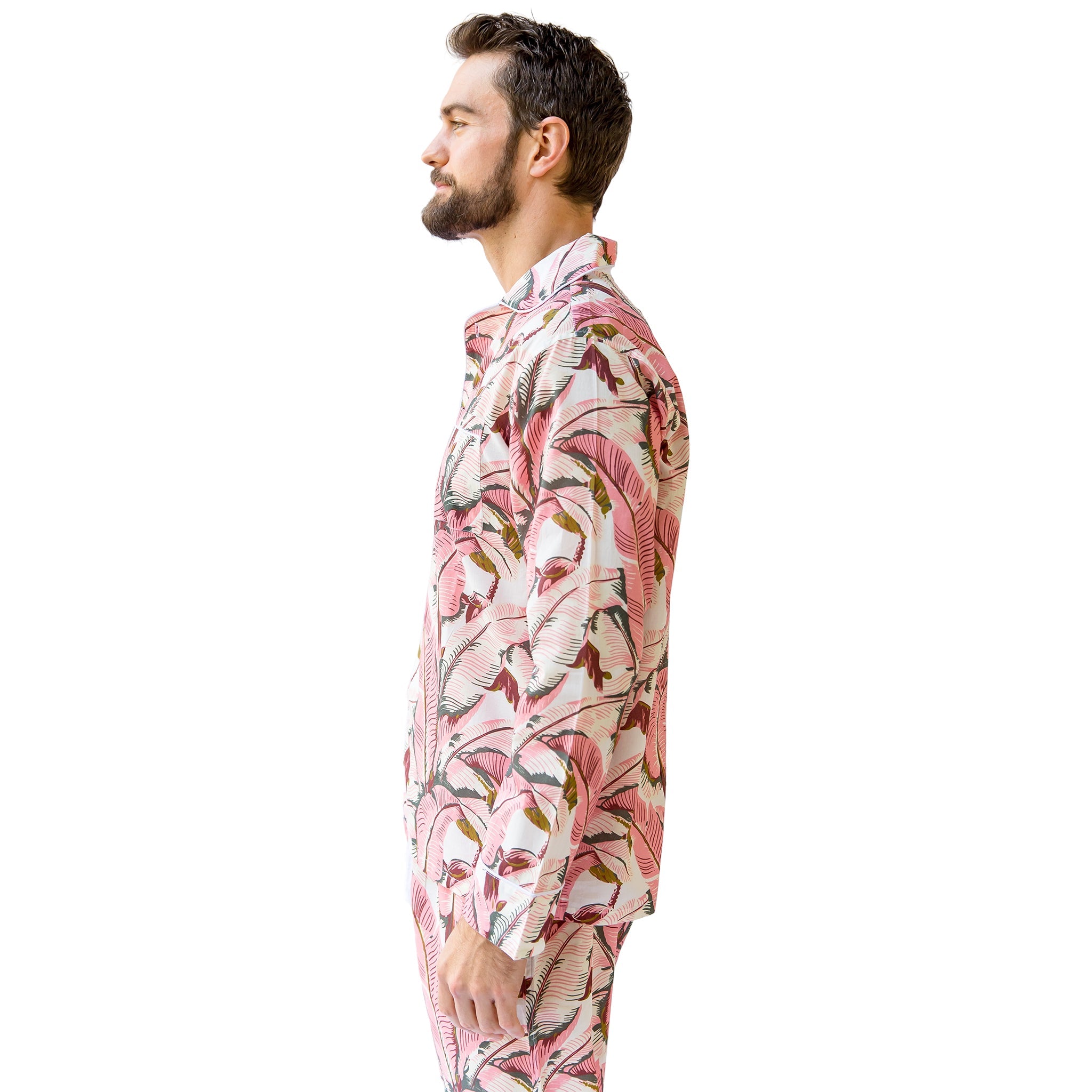 Men's Pink Martinique®, Banana Leaf Shirt + Pj Pant Set