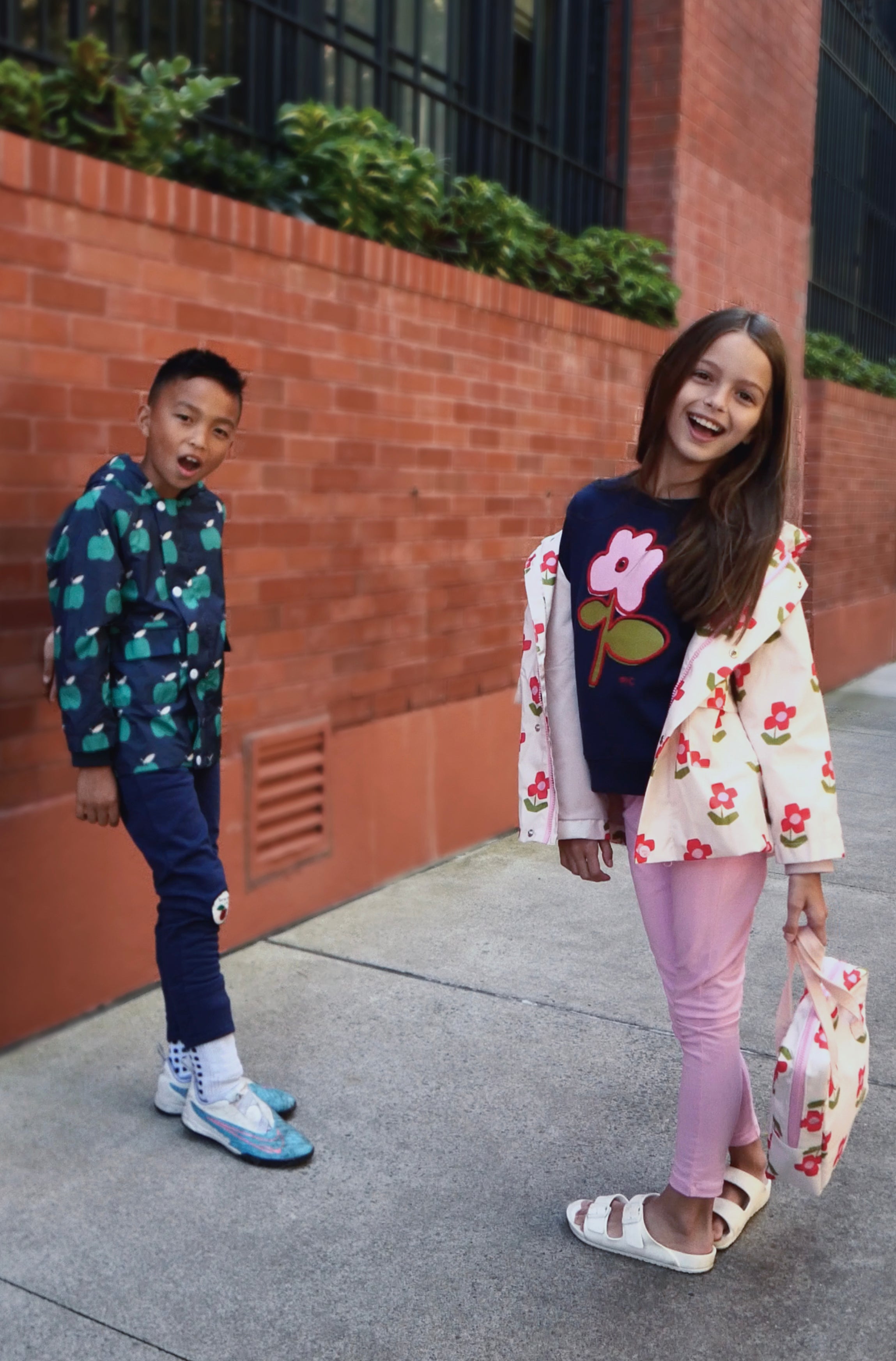 Recycled Fabric Flower Kid Raincoat