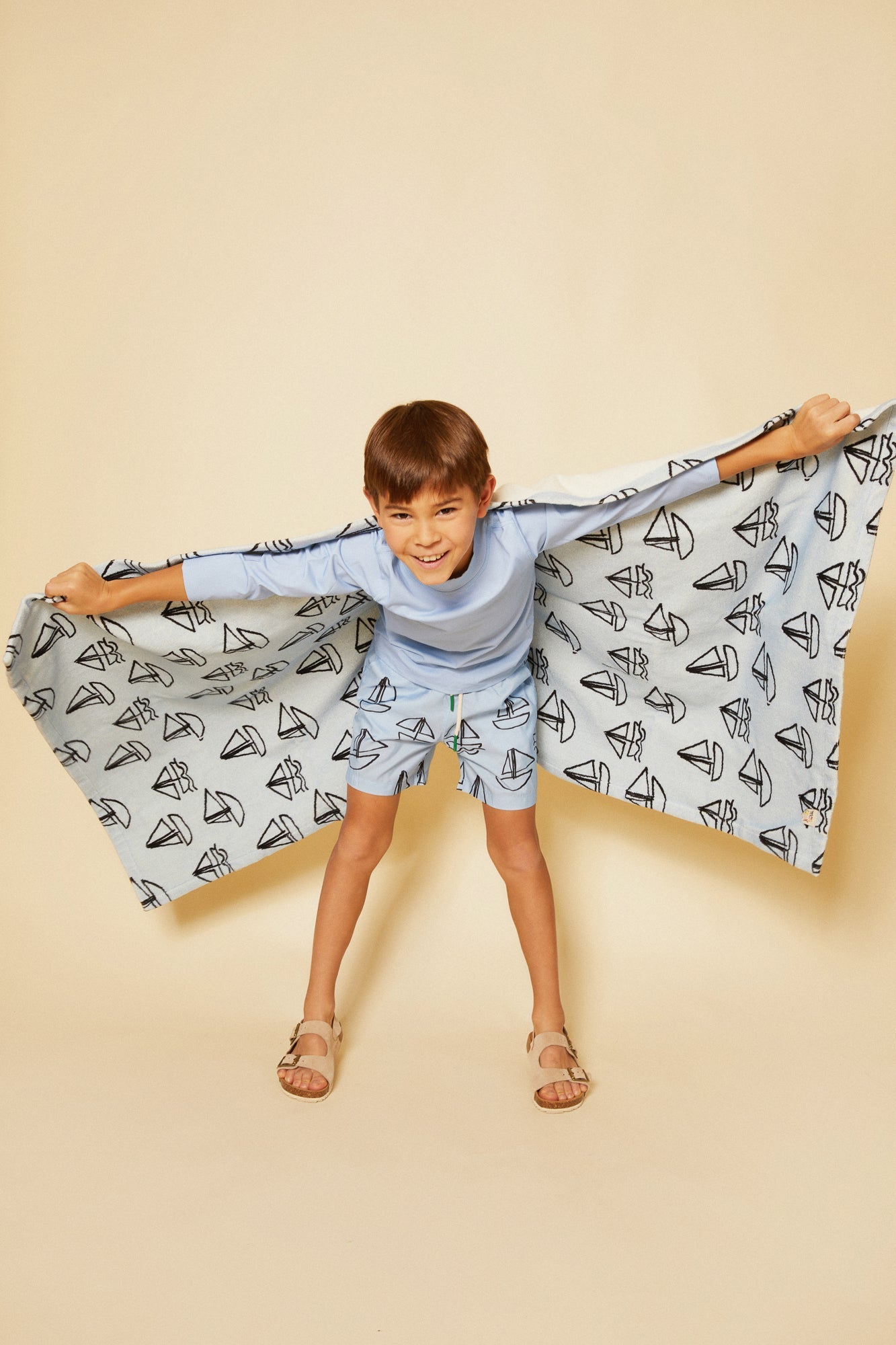 Upf 50+ Recycled Fishing Net Sailboats Kid Swim Trunk