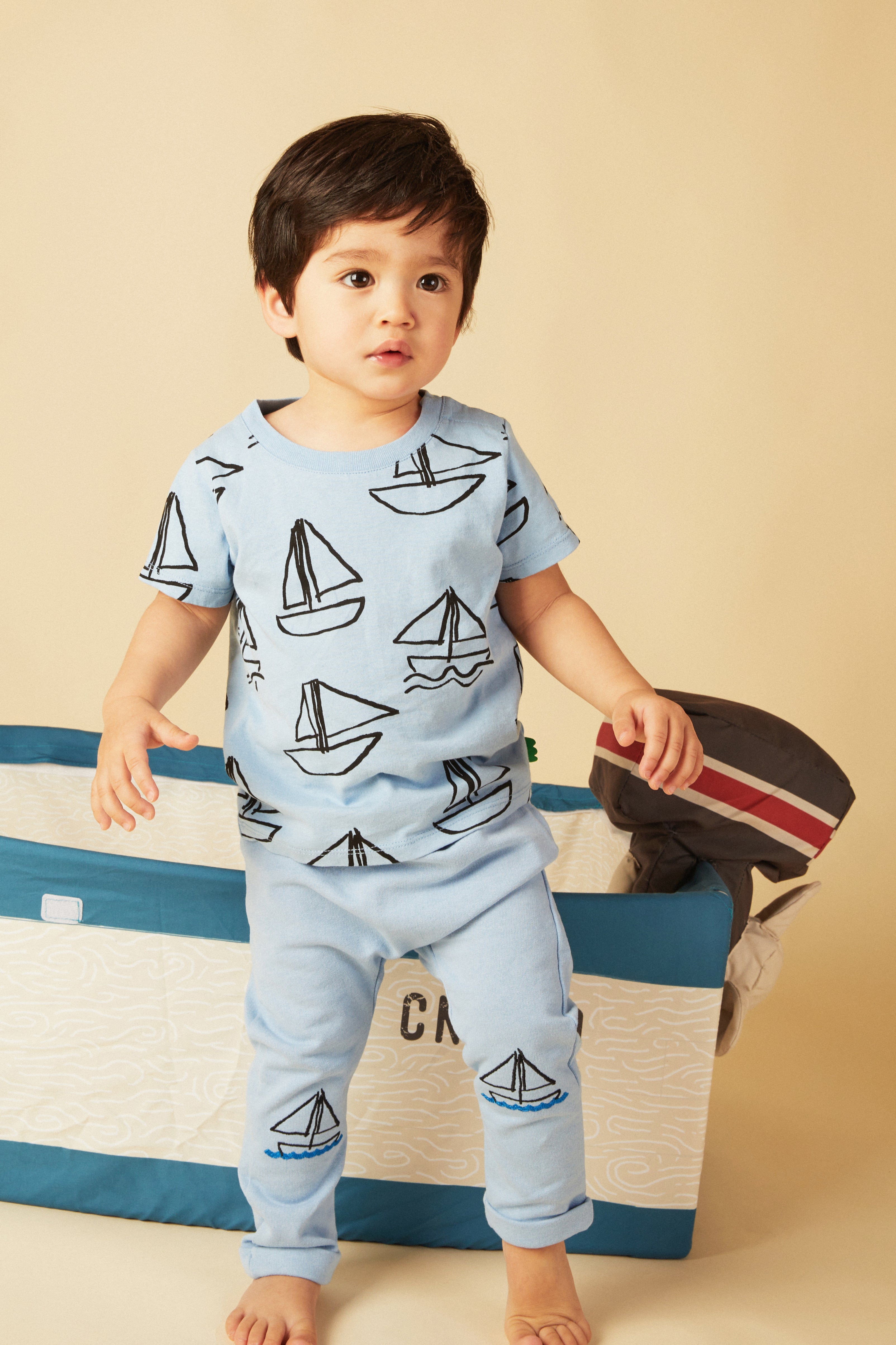 Recycled Cotton Sailboat Print Baby T-shirt