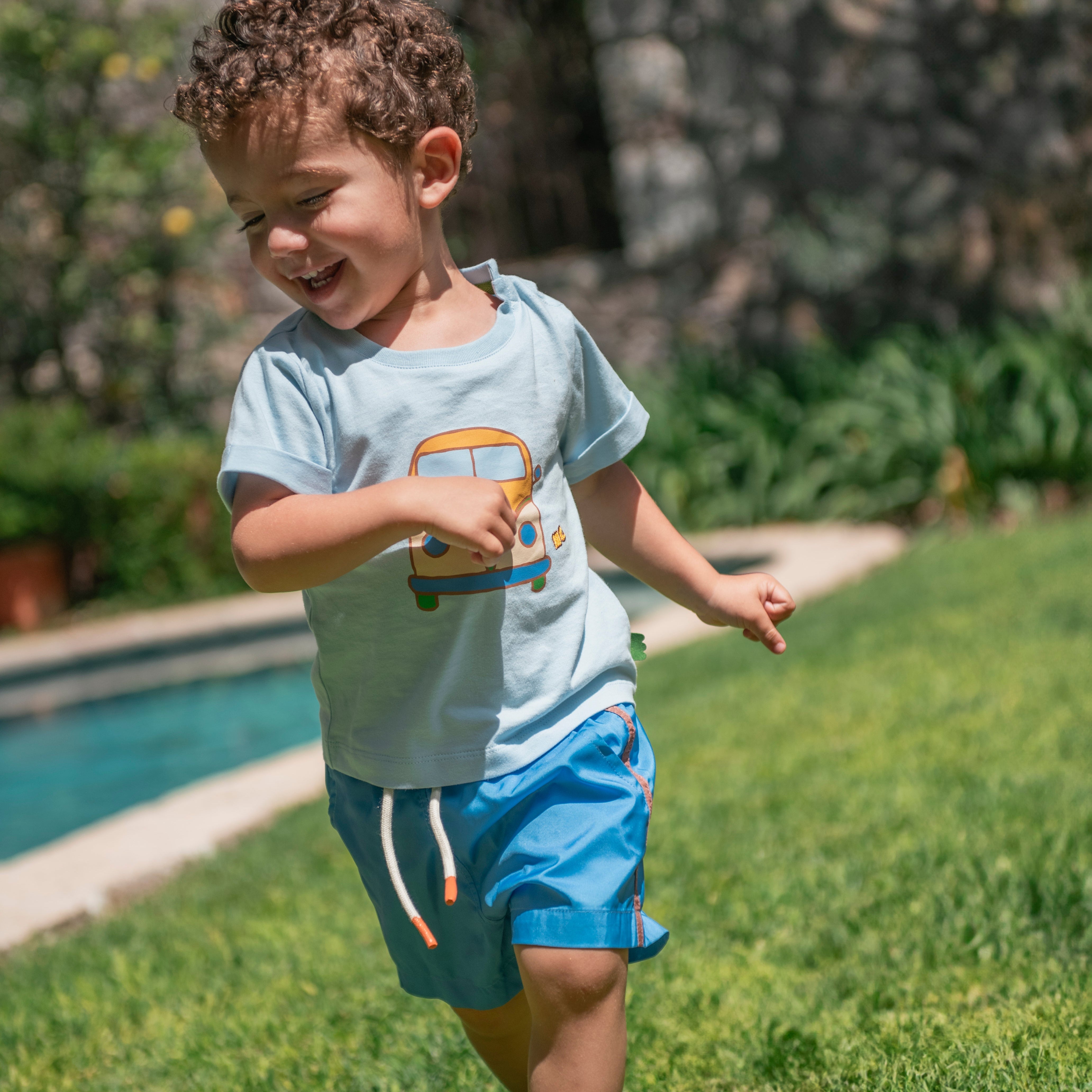 Blue Colorblock Swim Trunk
