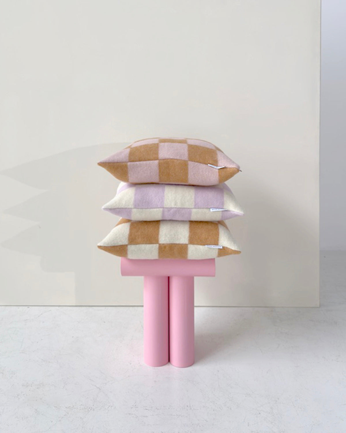 Maison Deux Cushion Checkerboard Terra Brown / Pink 1.65 X 1.65 Ft