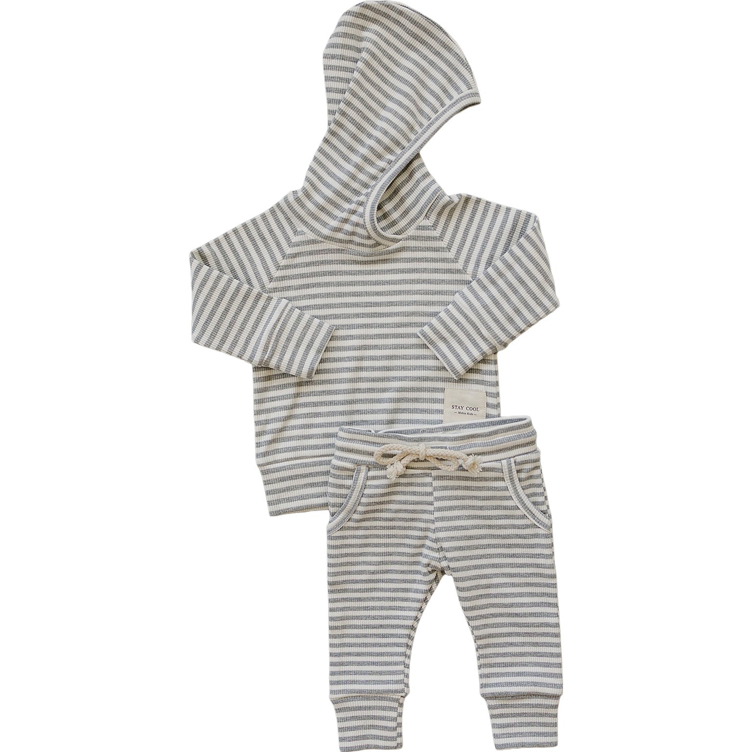Grey Striped Hooded Set