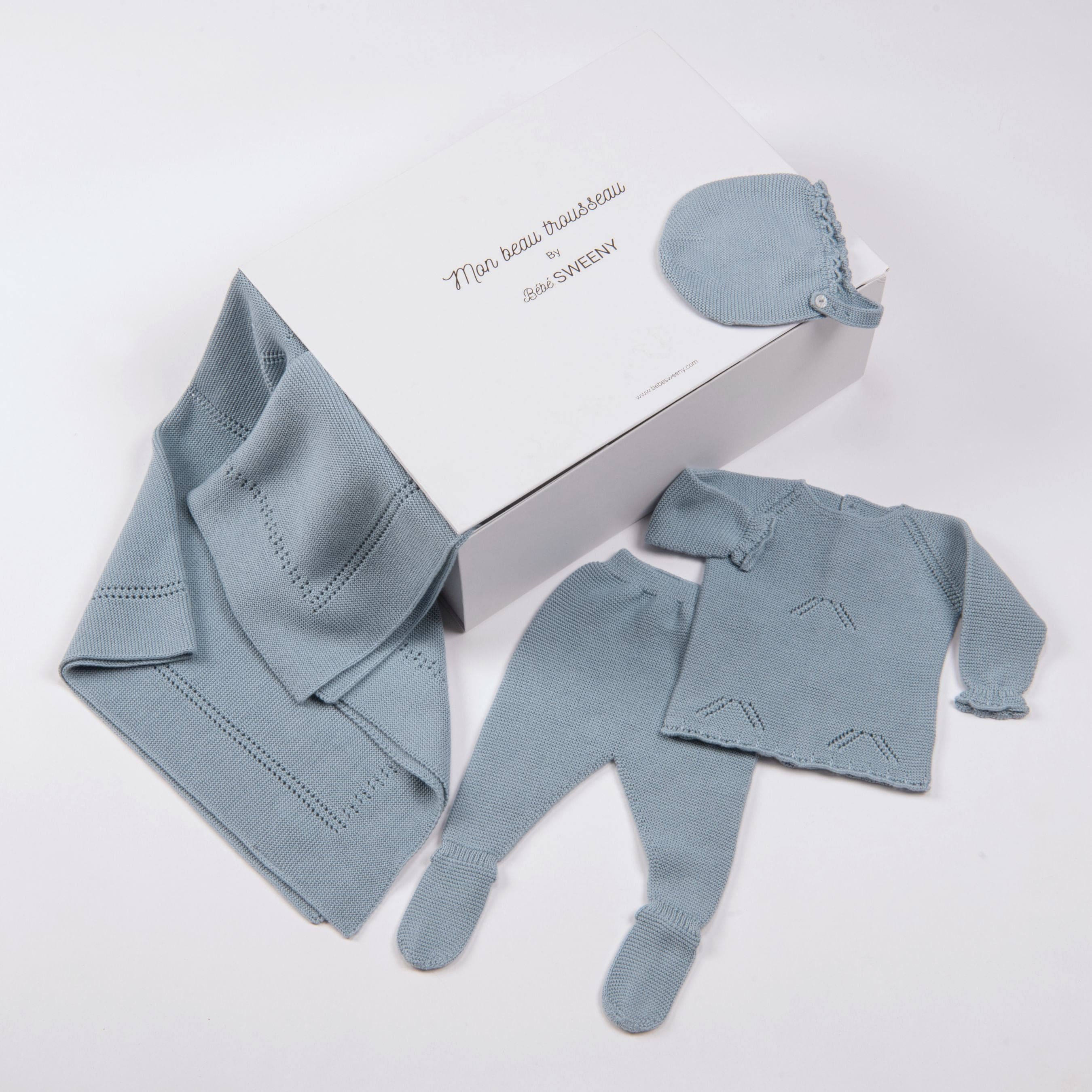 Meli | Baby Boys Blue Denim Layette Set (4)