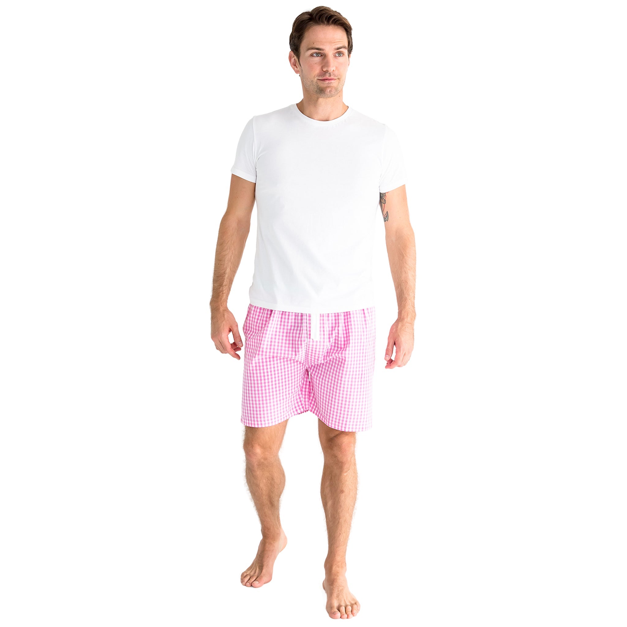 Men's Hepburn Gingham Pink Sleep Shorts