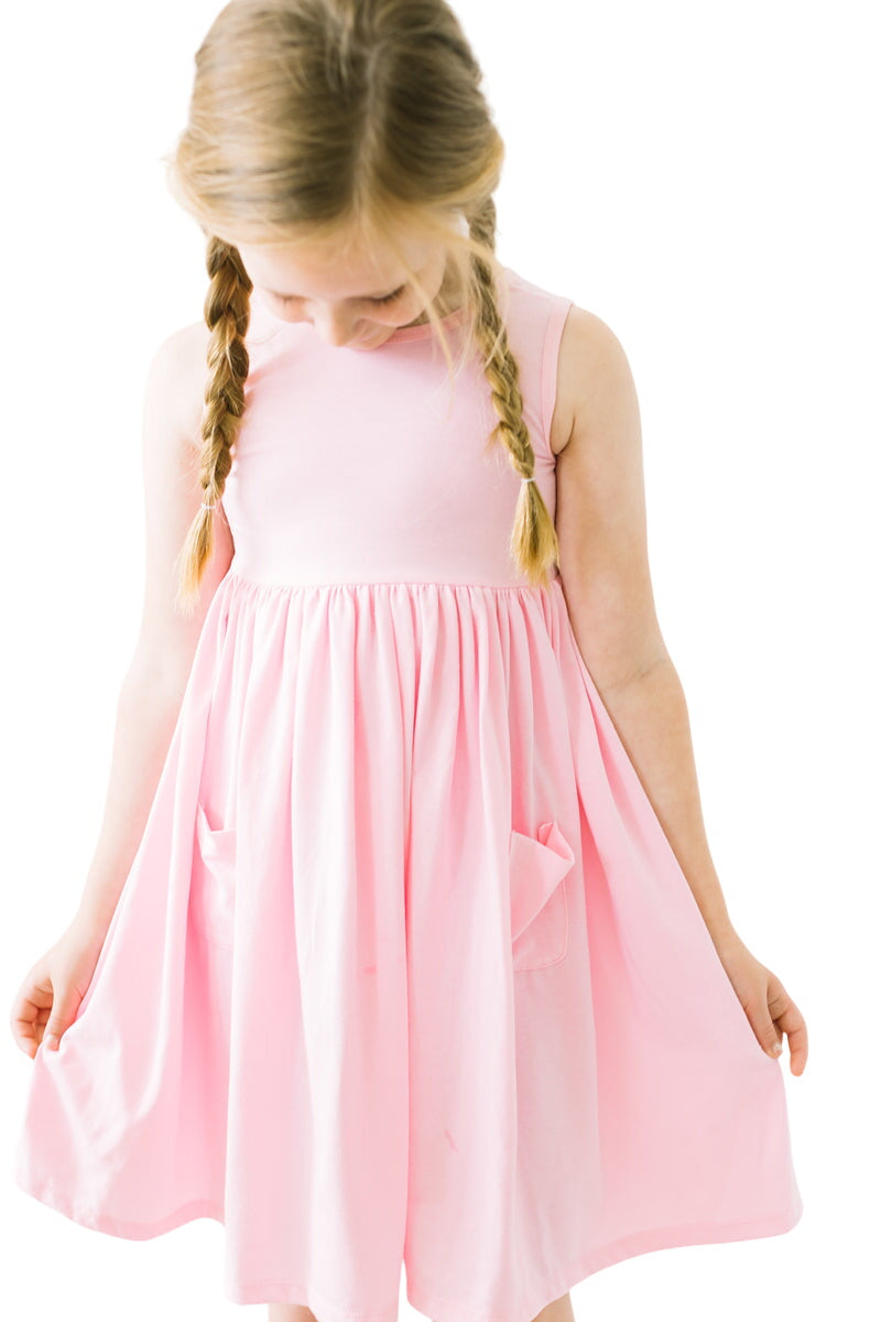 Bubblegum Pink Tank Pocket Twirl Dress