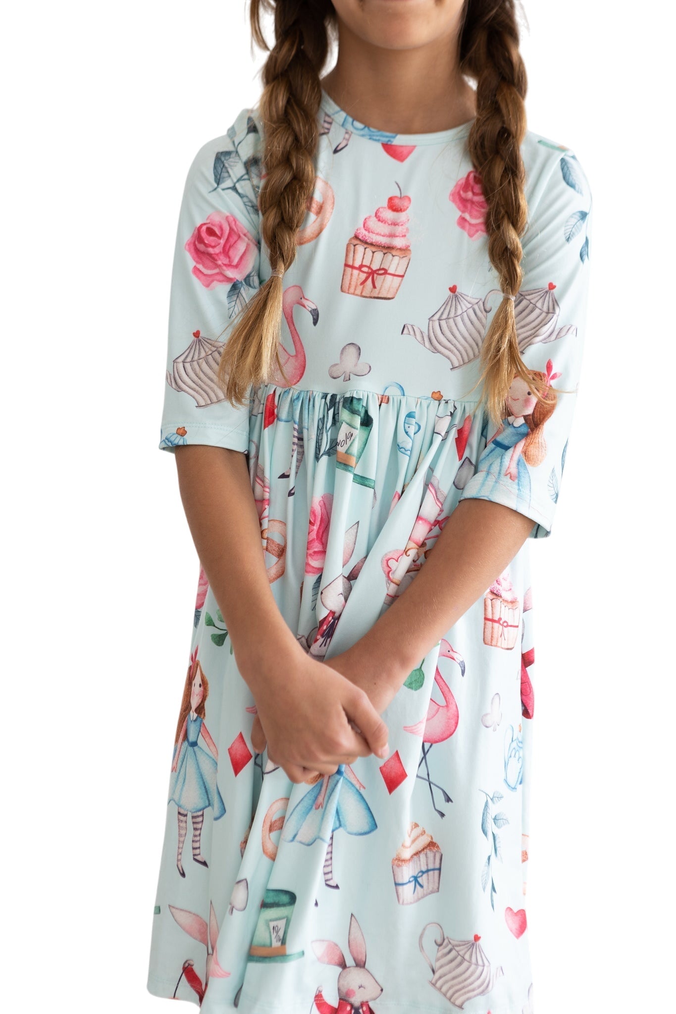Wonderland 3/4 Sleeve Pocket Twirl Dress