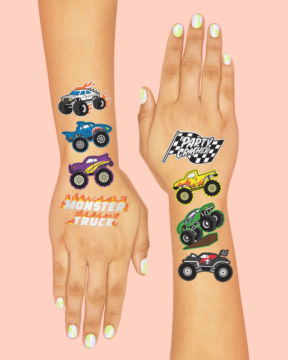 Monster Truck Tats - 42 Foil Temporary Tattoos