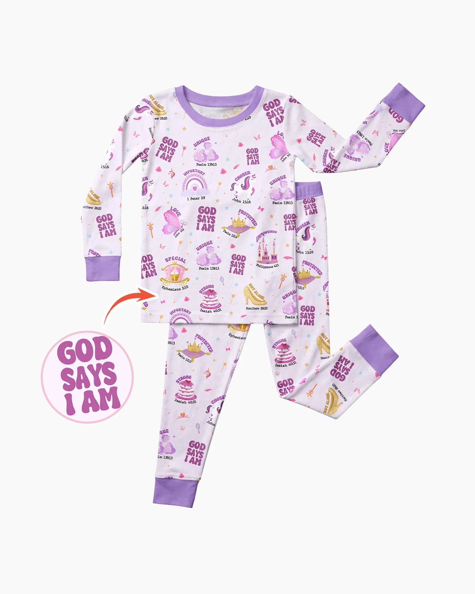 God Says I Am Girl Bamboo Two Piece Long Sleeve Pajama Set