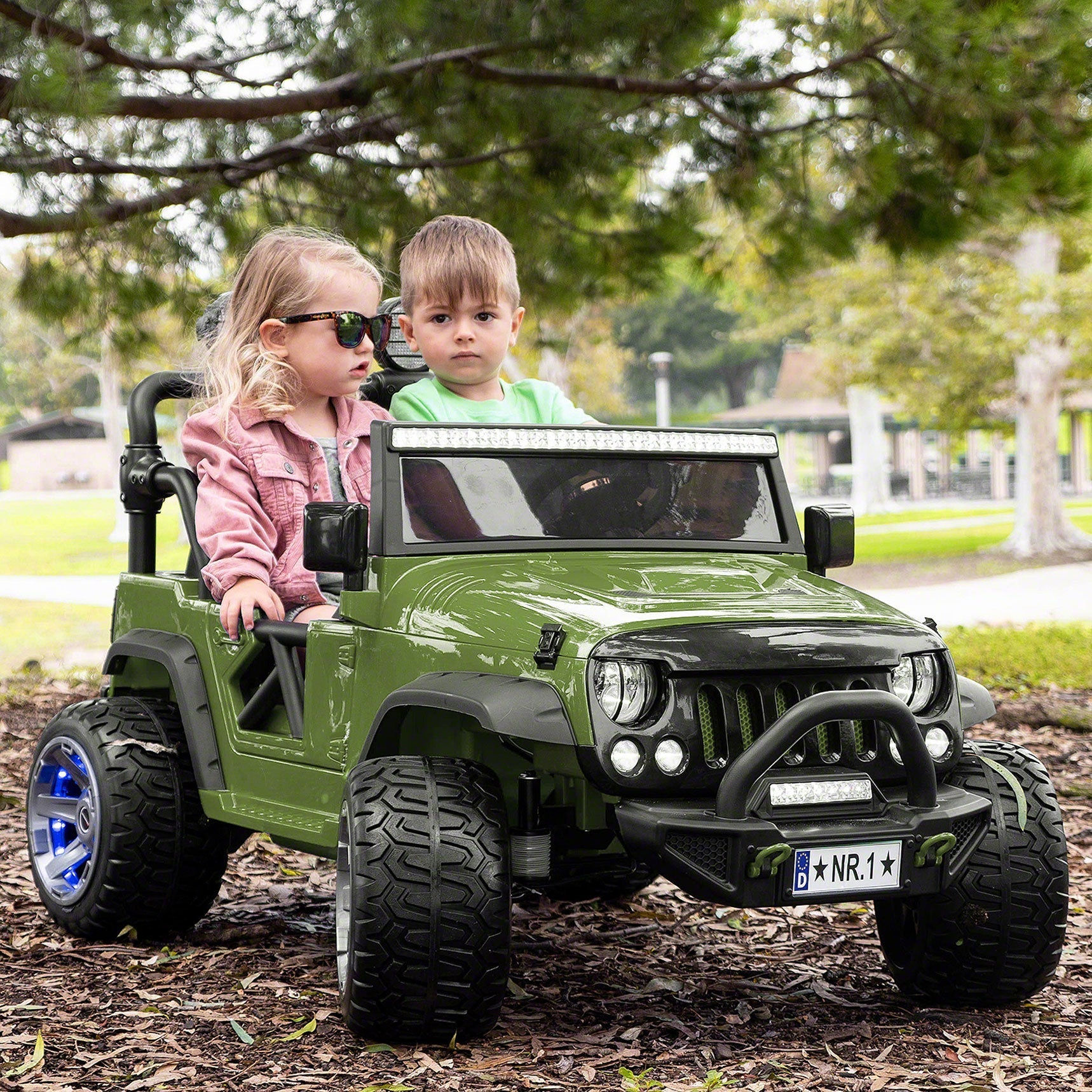 Trail Explorer 24v Kids Ride-on Car Truck With R/c Parental Remote | Olive Green